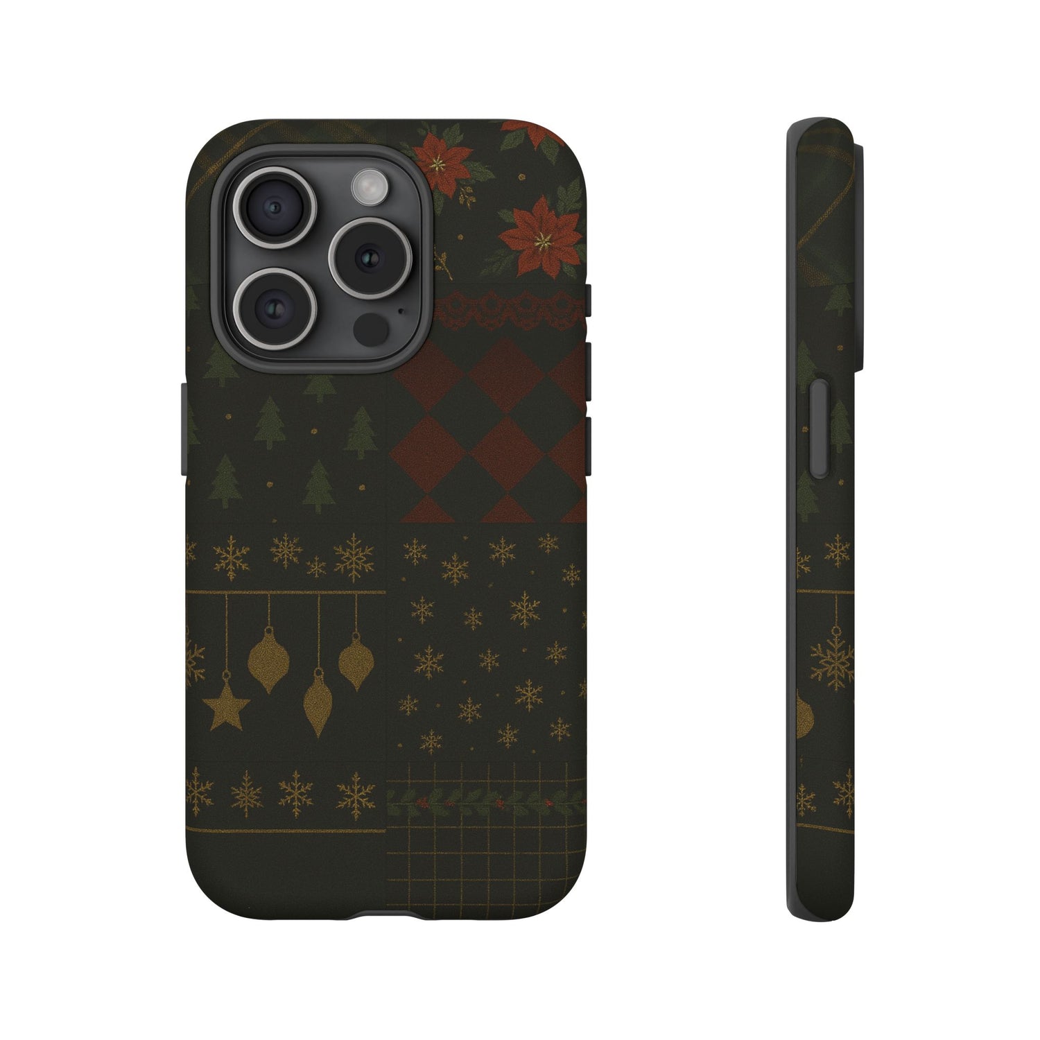 Black Luxury Phone Case for Christmas Festive Season - Tough design iPhone 15 Pro Matte