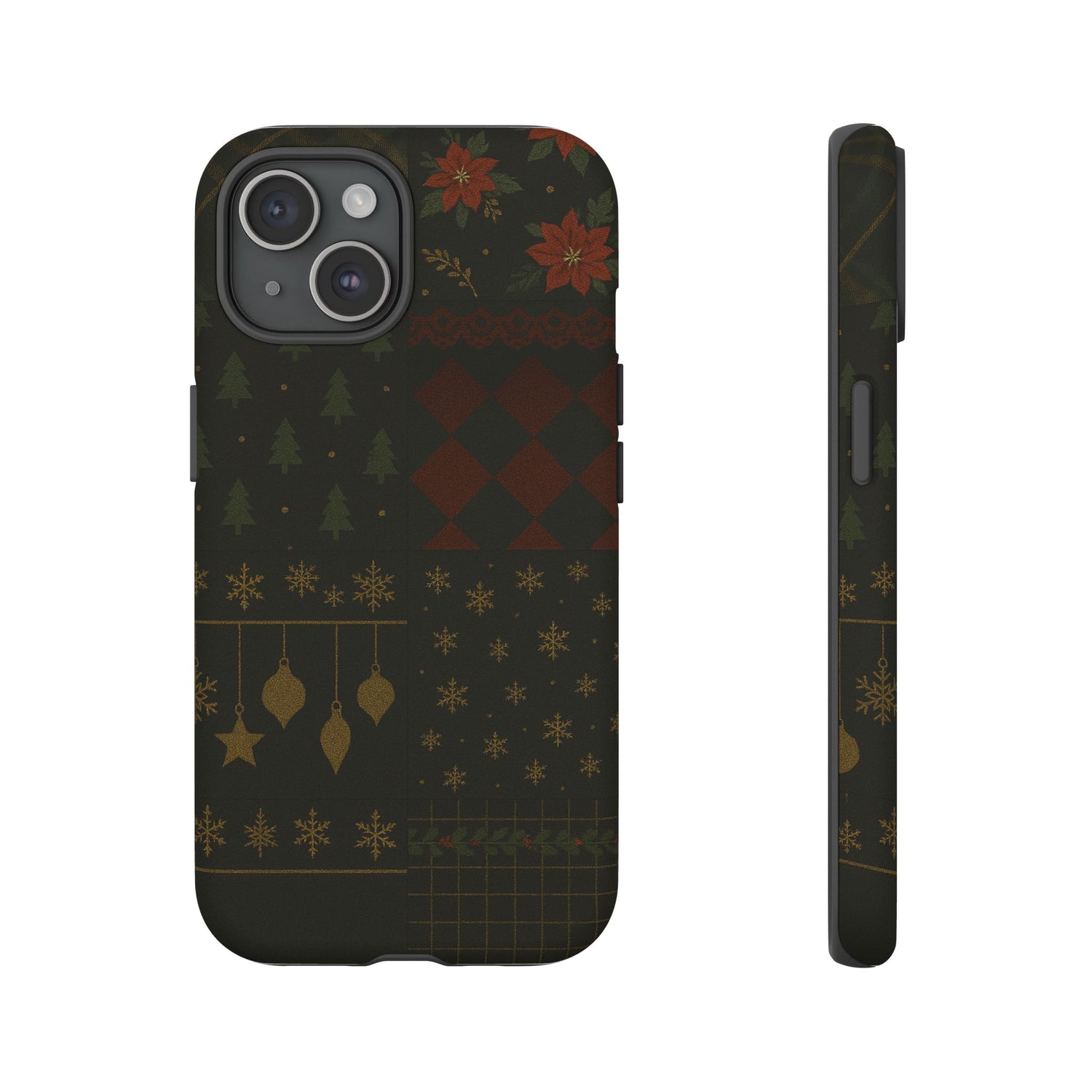 Black Luxury Phone Case for Christmas Festive Season - Tough design iPhone 15 Matte