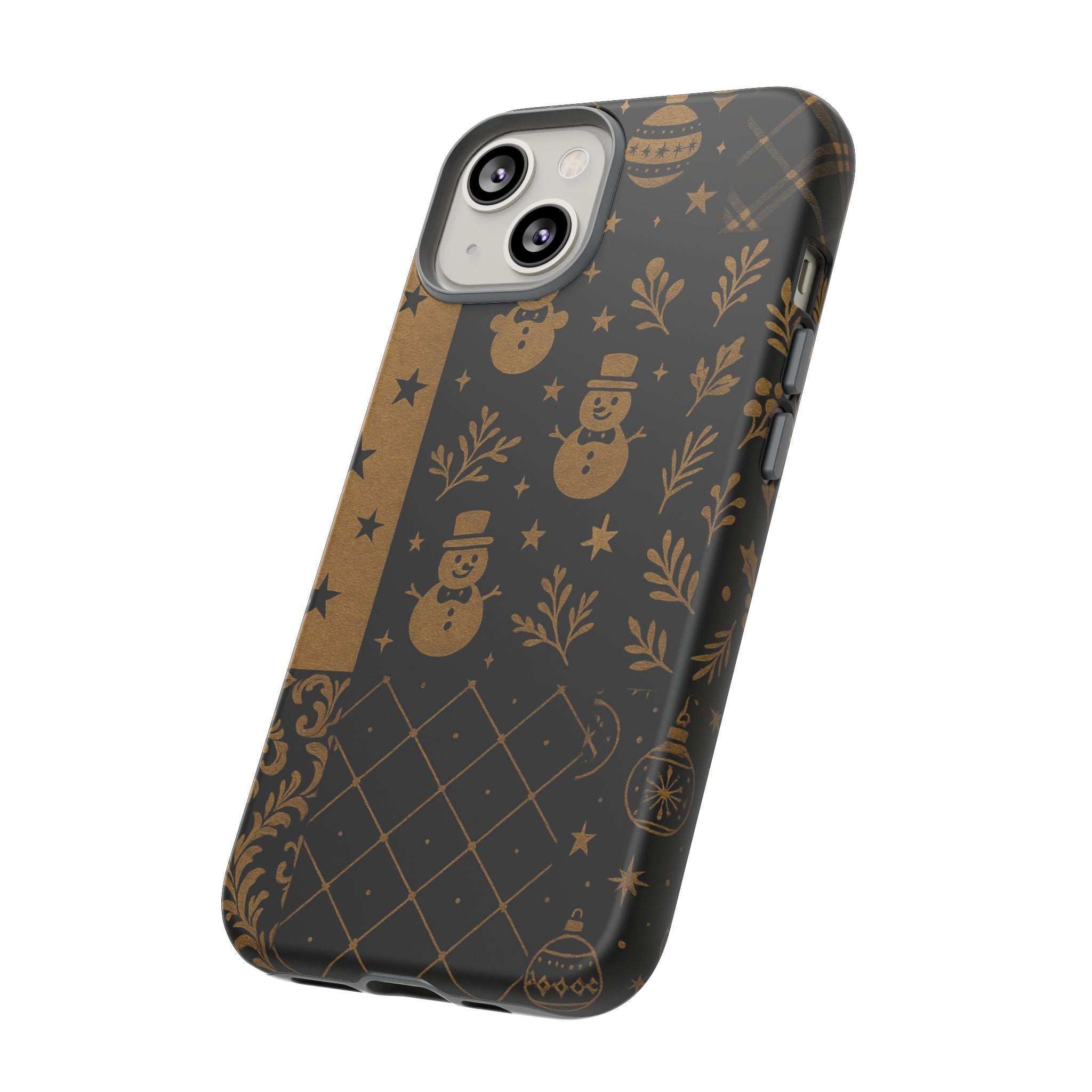 Black Festive Phone Case | Christmas Gift | Holiday Decor | Snowman Design | Tough Cases | Winter Celebration