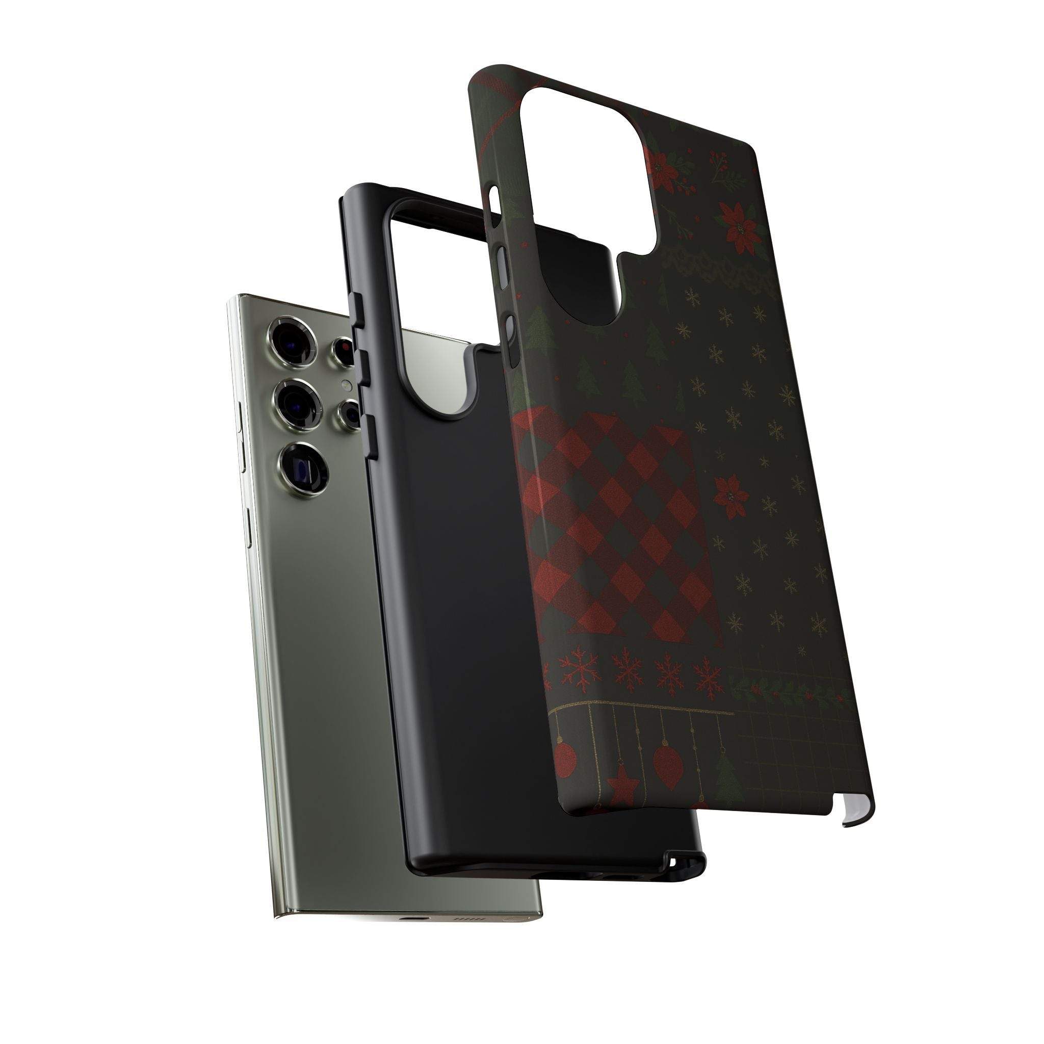 Black Festive Phone Case - Christmas Phone Cover - Tough Design