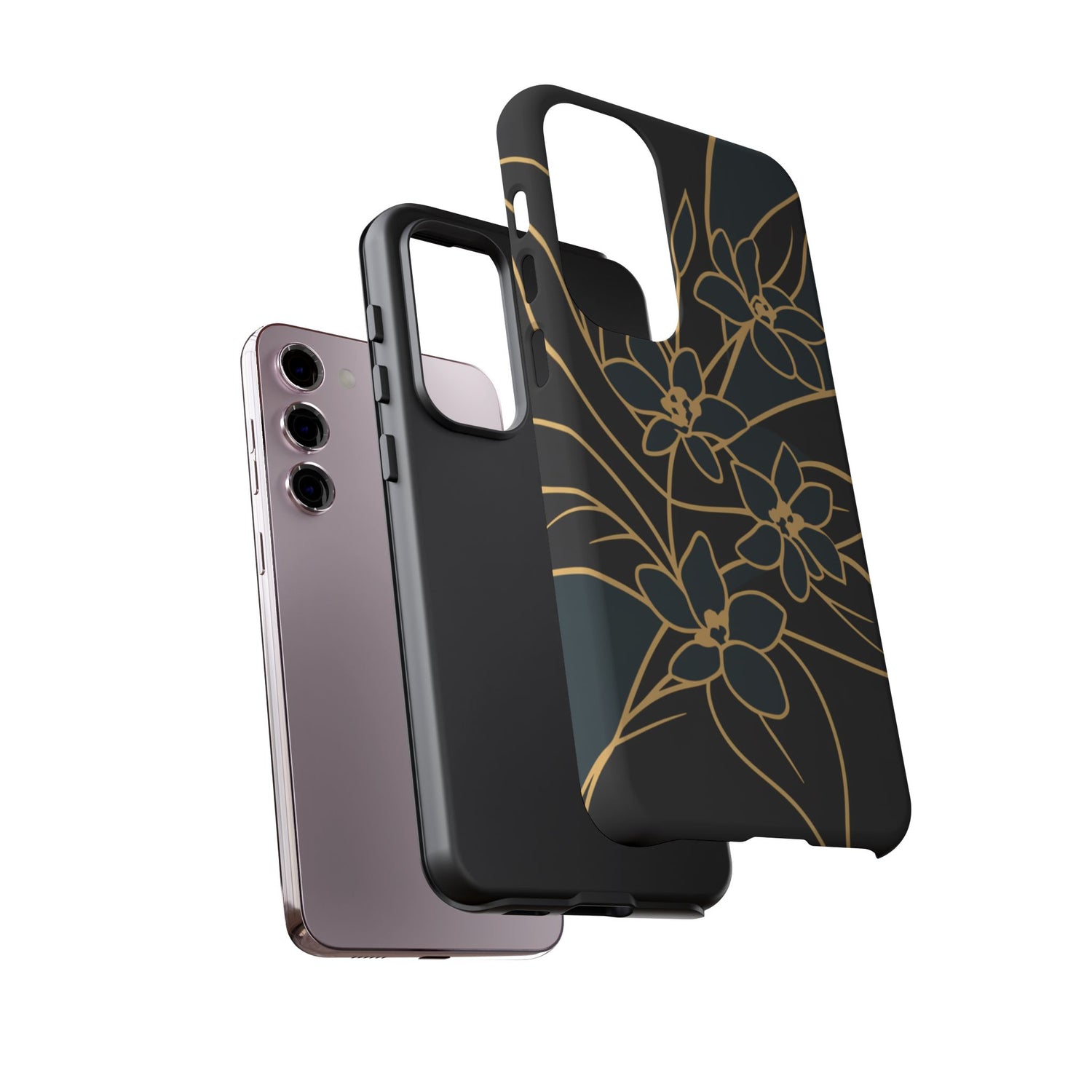 Golden Bloom - Elegant Floral Line Art Phone Case