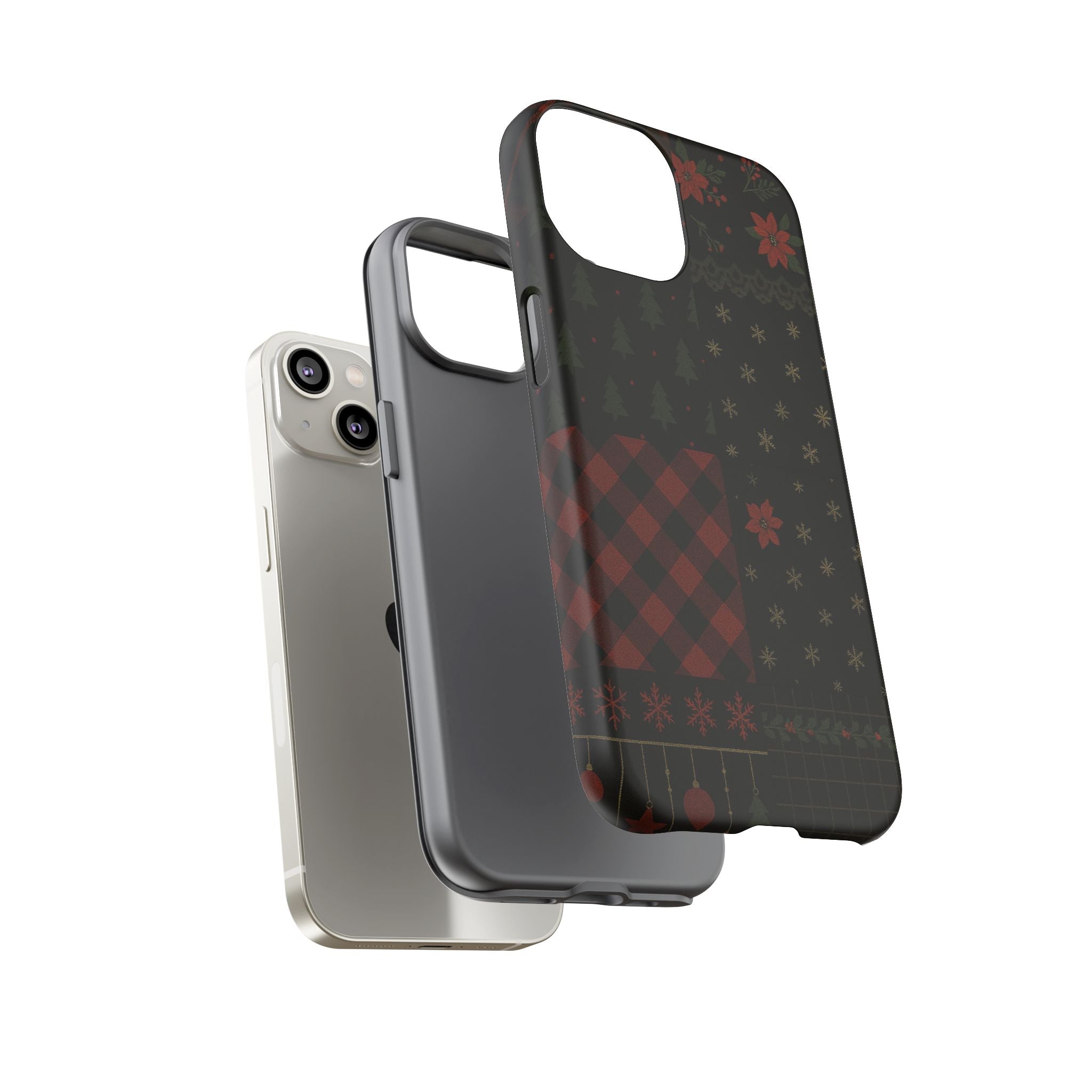 Black Festive Phone Case - Christmas Phone Cover - Tough Design