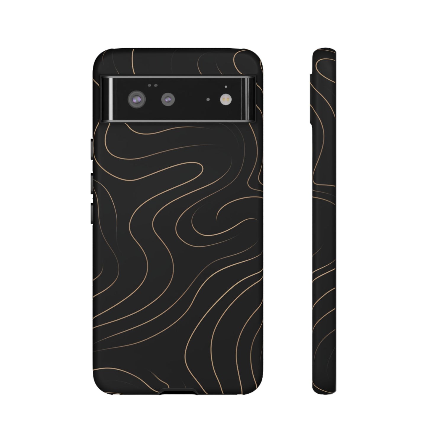 Noir Topograph - Black Minimalist Line Art Phone Case Google Pixel 6 Matte
