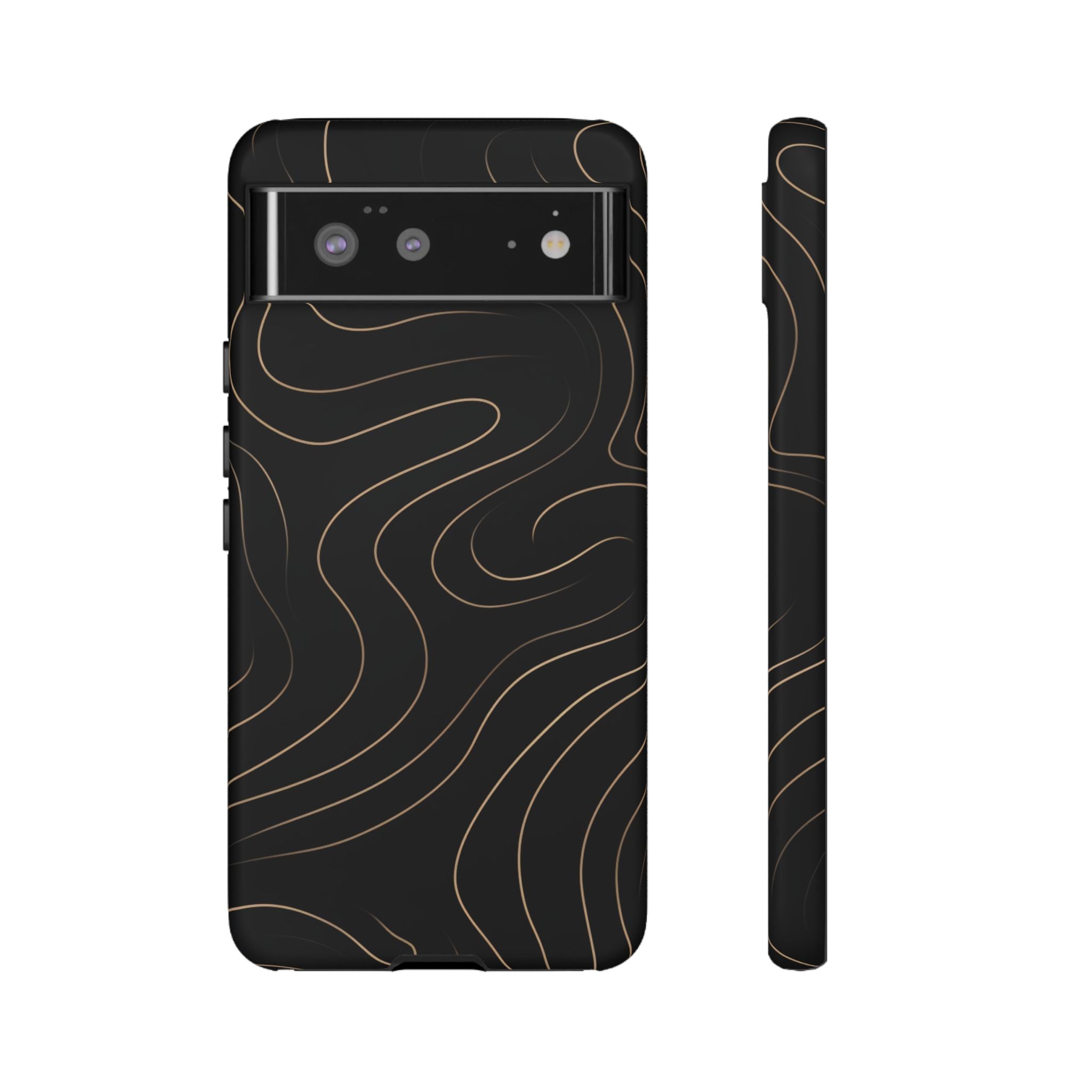 Noir Topograph - Black Minimalist Line Art Phone Case Google Pixel 6 Matte