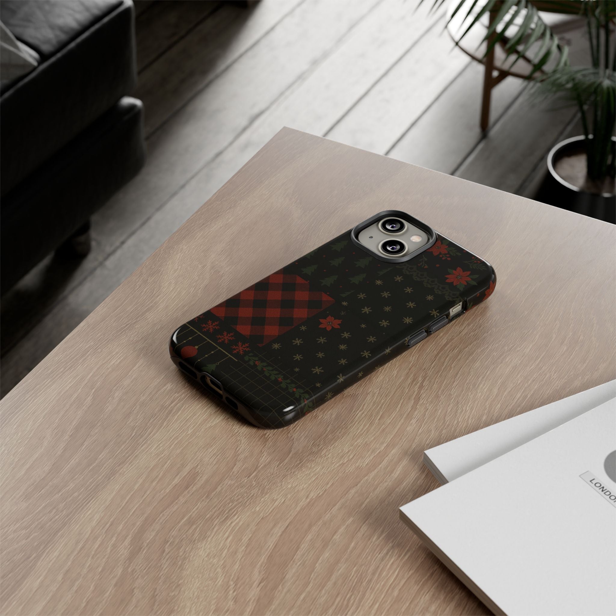 Black Festive Phone Case - Christmas Phone Cover - Tough Design