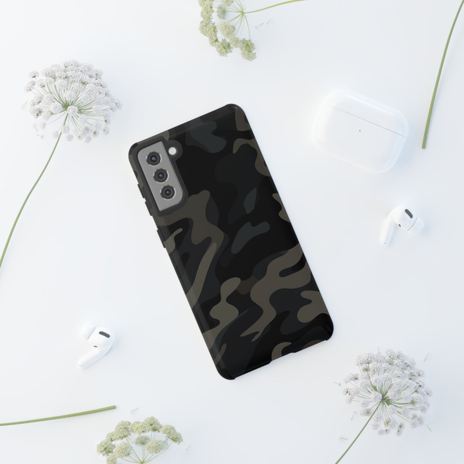 Black Camouflage Phone Case for iPhone, Samsung and Google Pixel