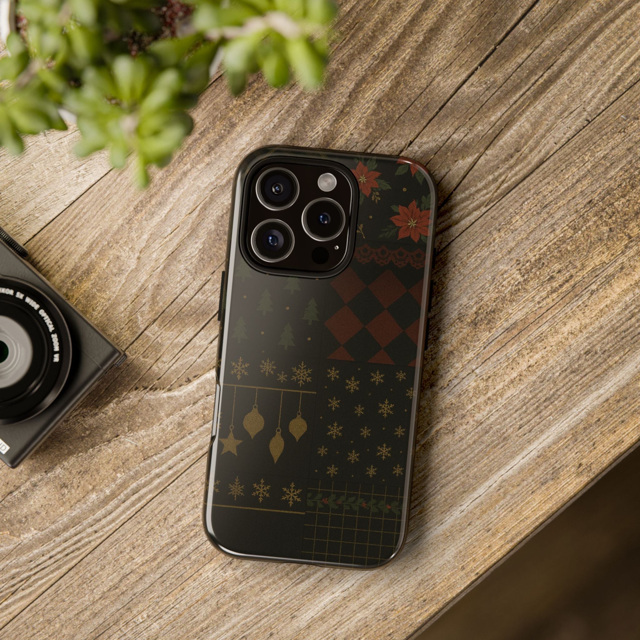 Black Luxury Phone Case for Christmas Festive Season - Tough design