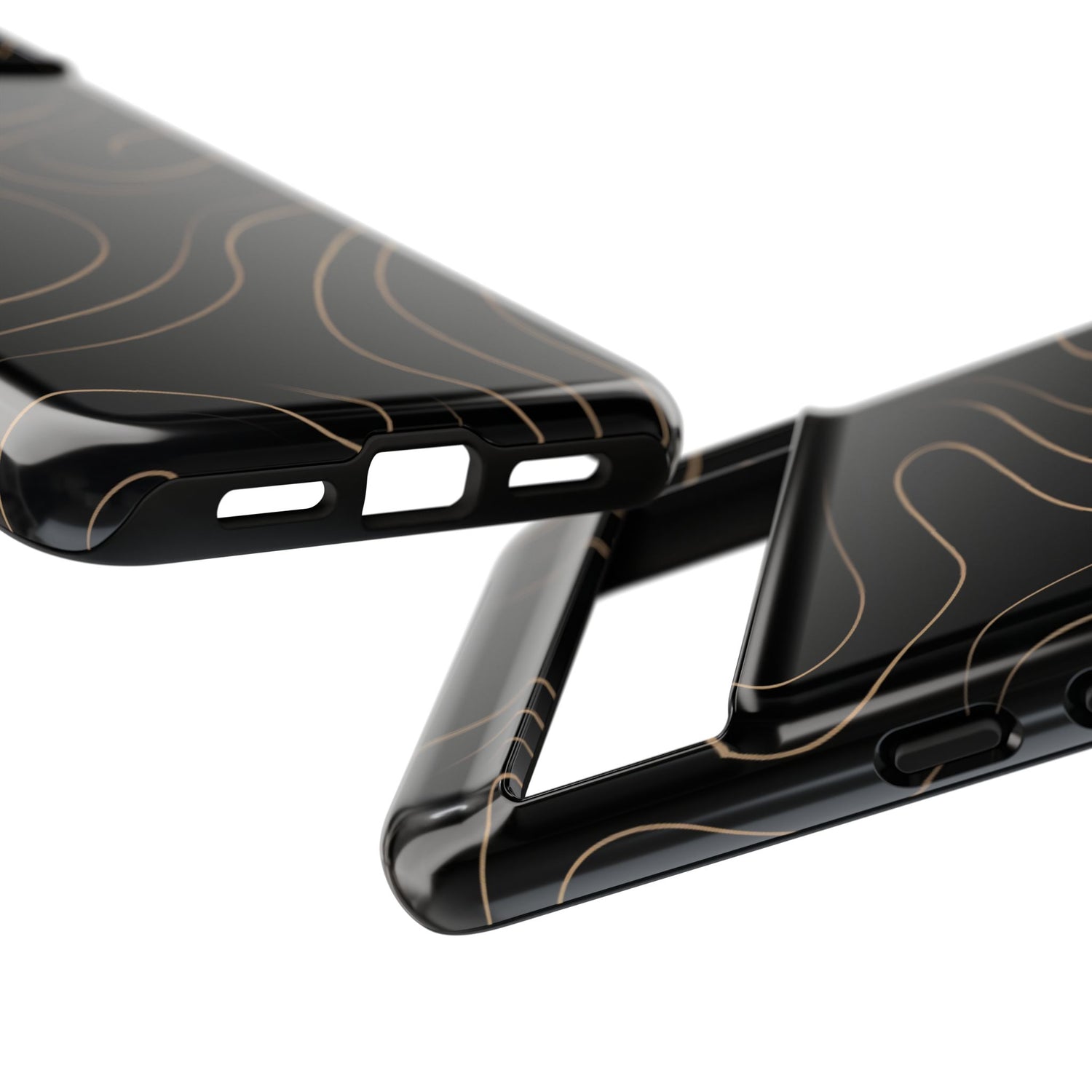 Noir Topograph - Black Minimalist Line Art Phone Case