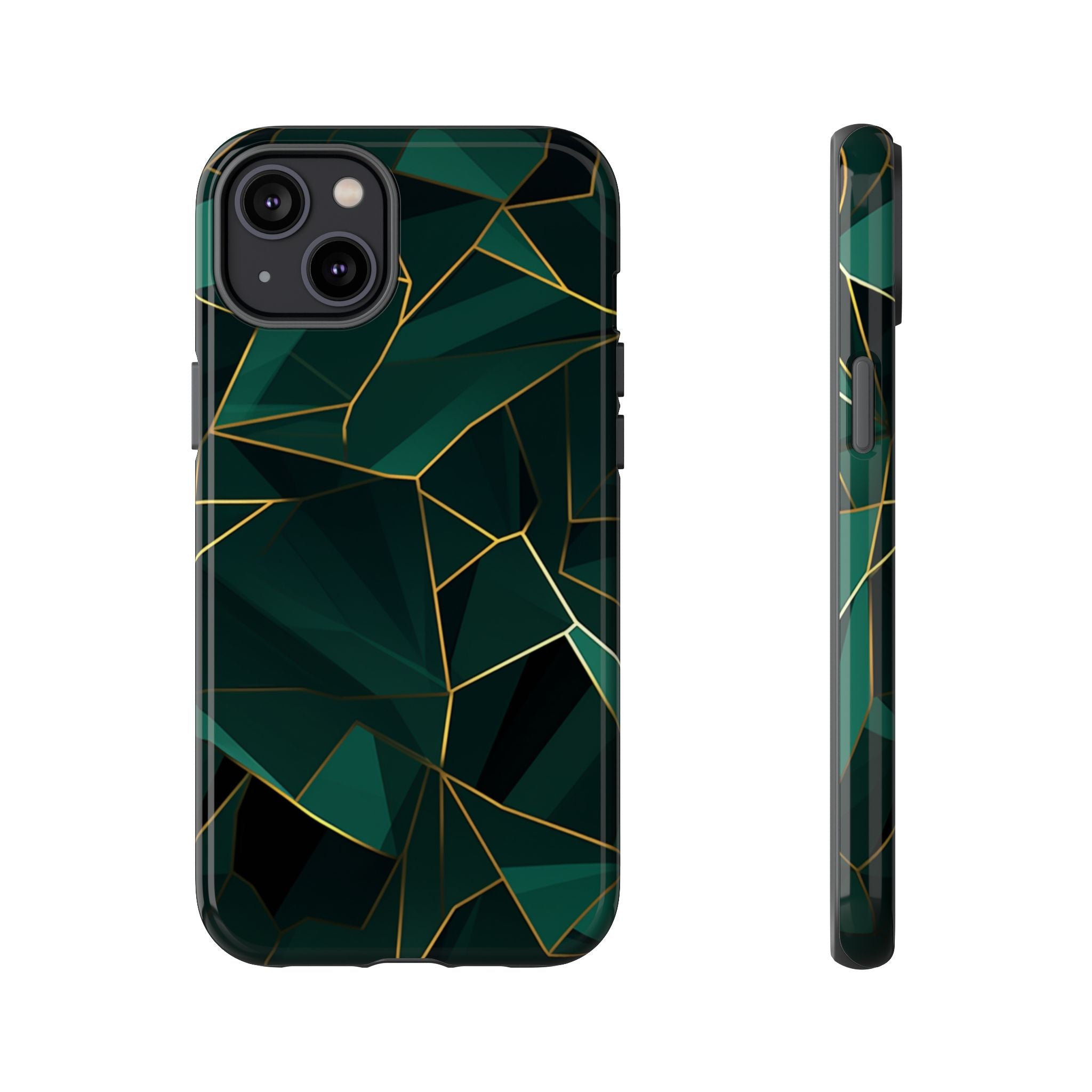 Emerald Veil - Geometric Luxe Phone Case iPhone 14 Plus Glossy