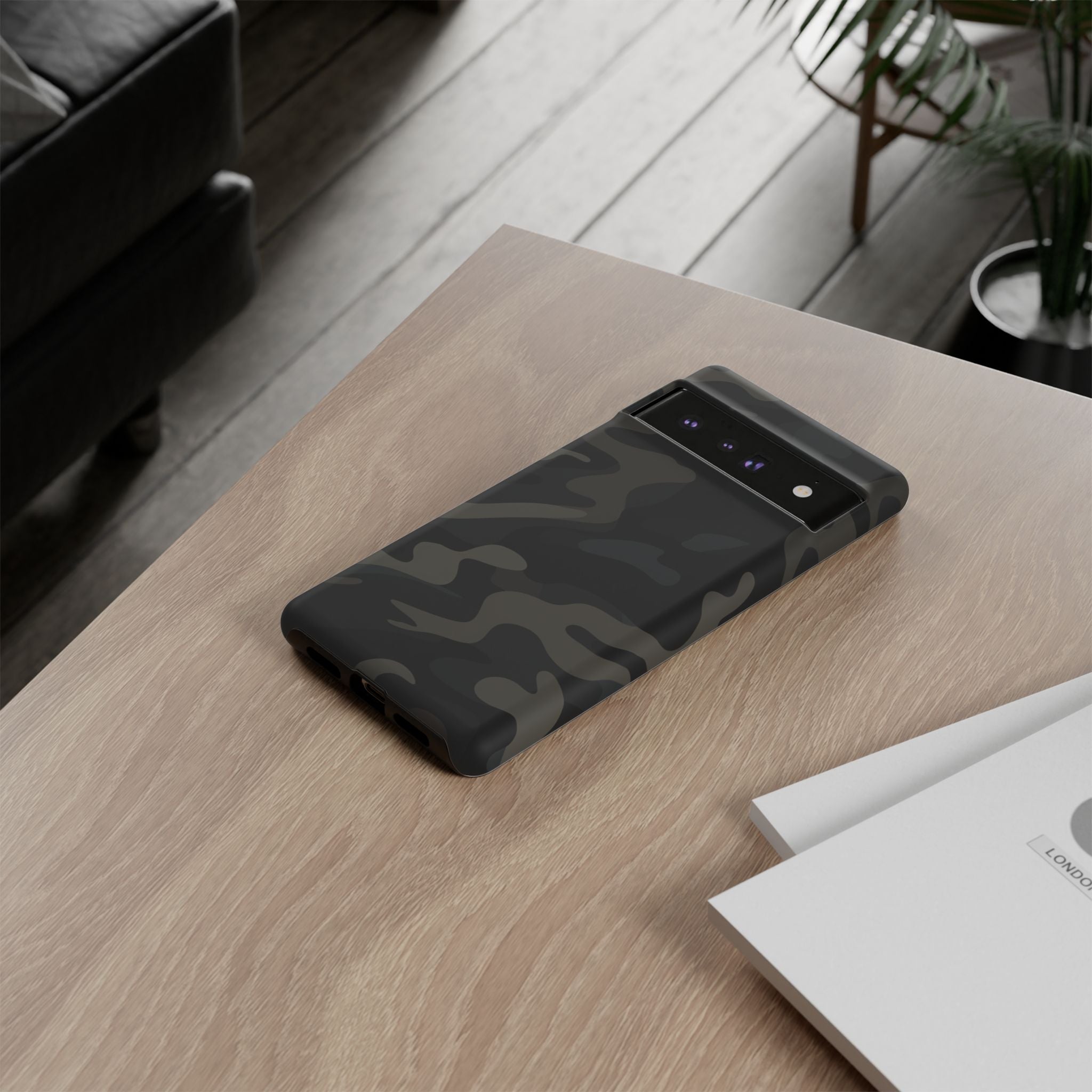Black Camouflage Phone Case for iPhone, Samsung and Google Pixel
