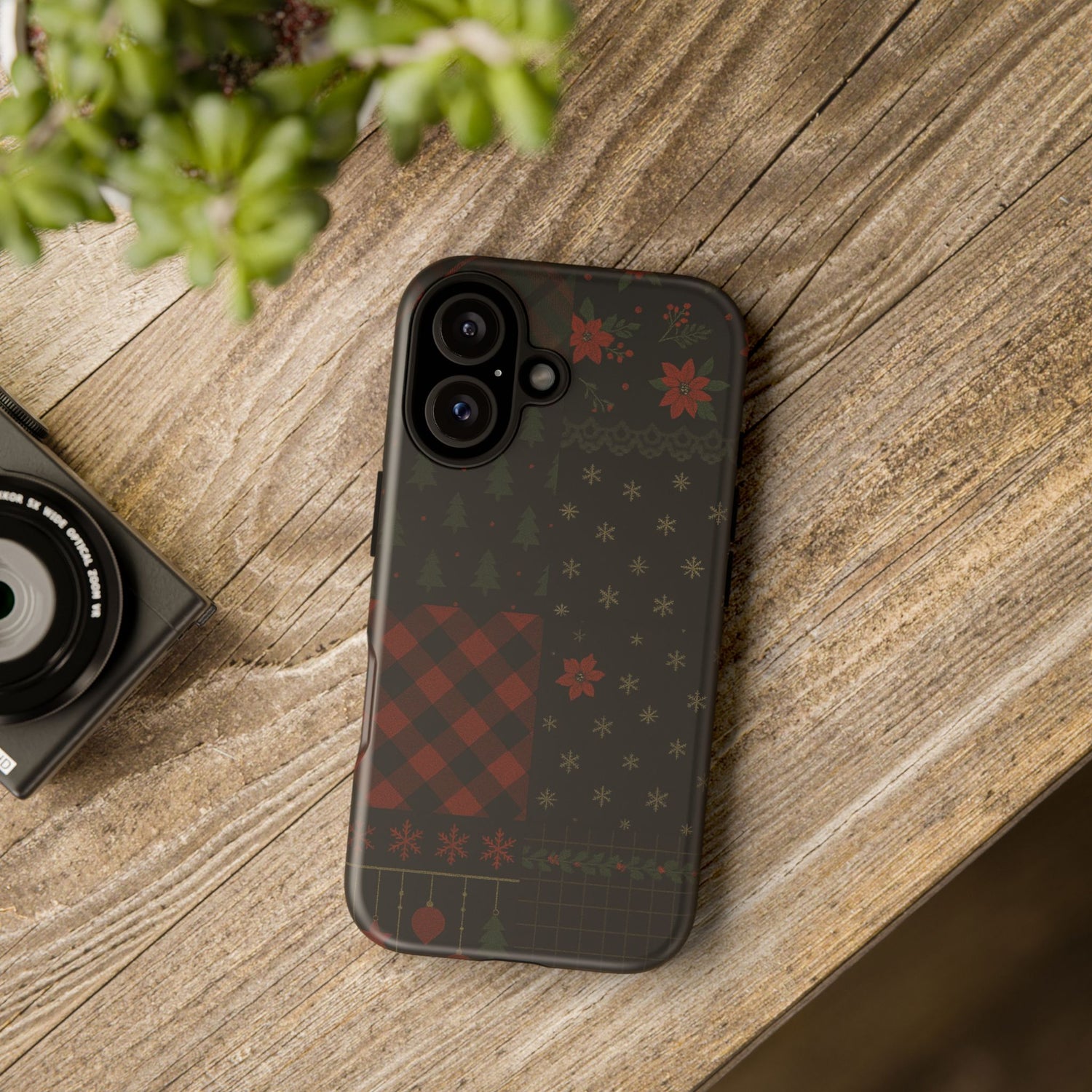 Black Festive Phone Case - Christmas Phone Cover - Tough Design