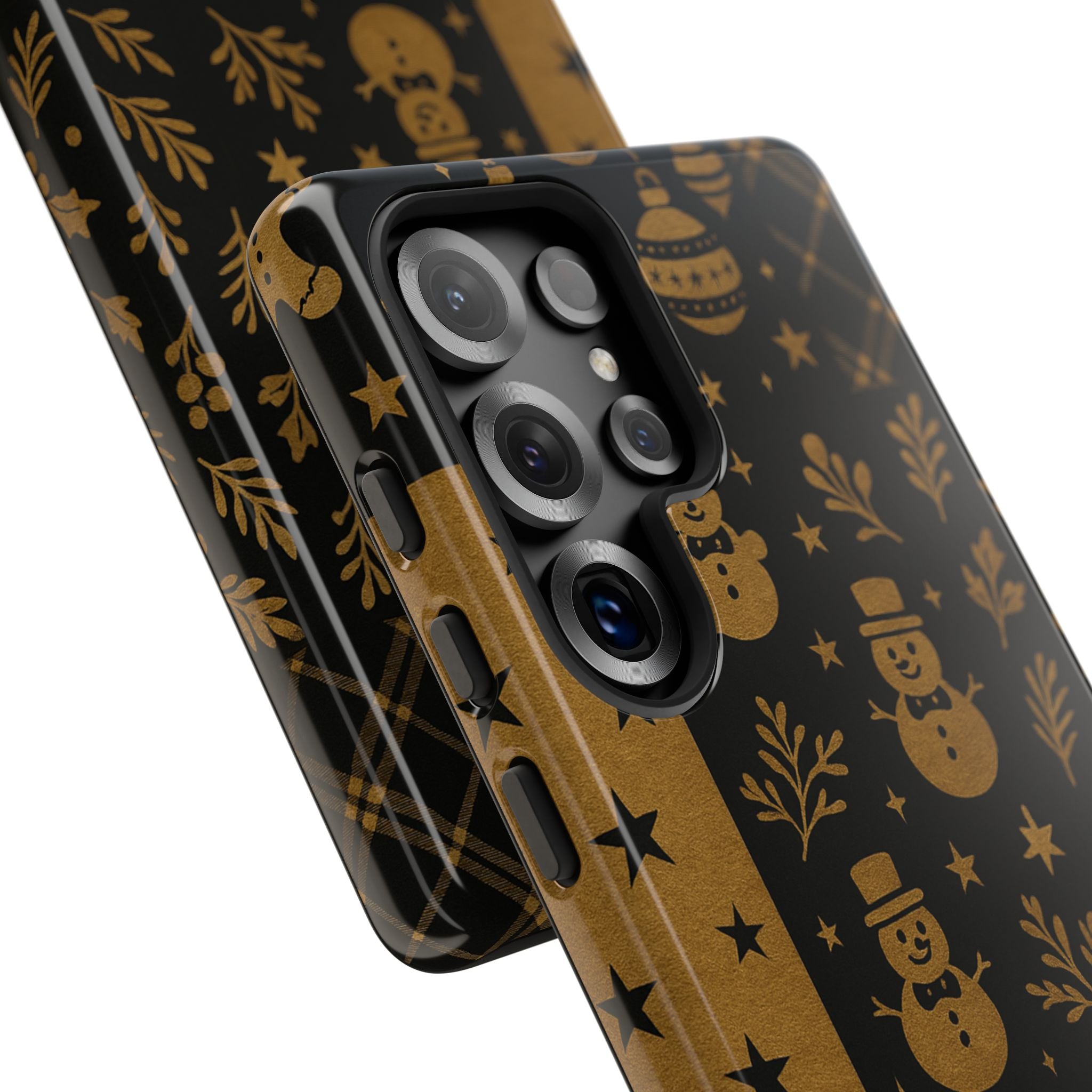 Black Festive Phone Case | Christmas Gift | Holiday Decor | Snowman Design | Tough Cases | Winter Celebration