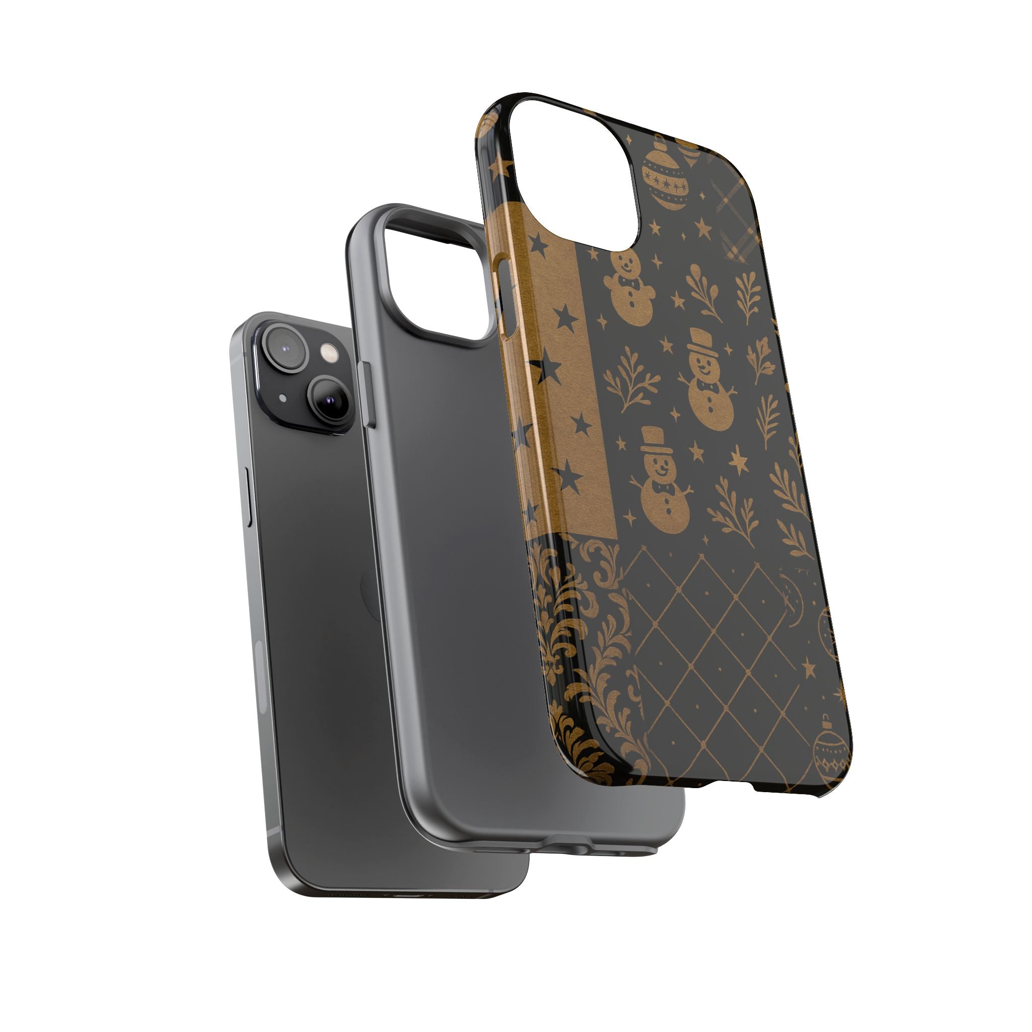 Black Festive Phone Case | Christmas Gift | Holiday Decor | Snowman Design | Tough Cases | Winter Celebration