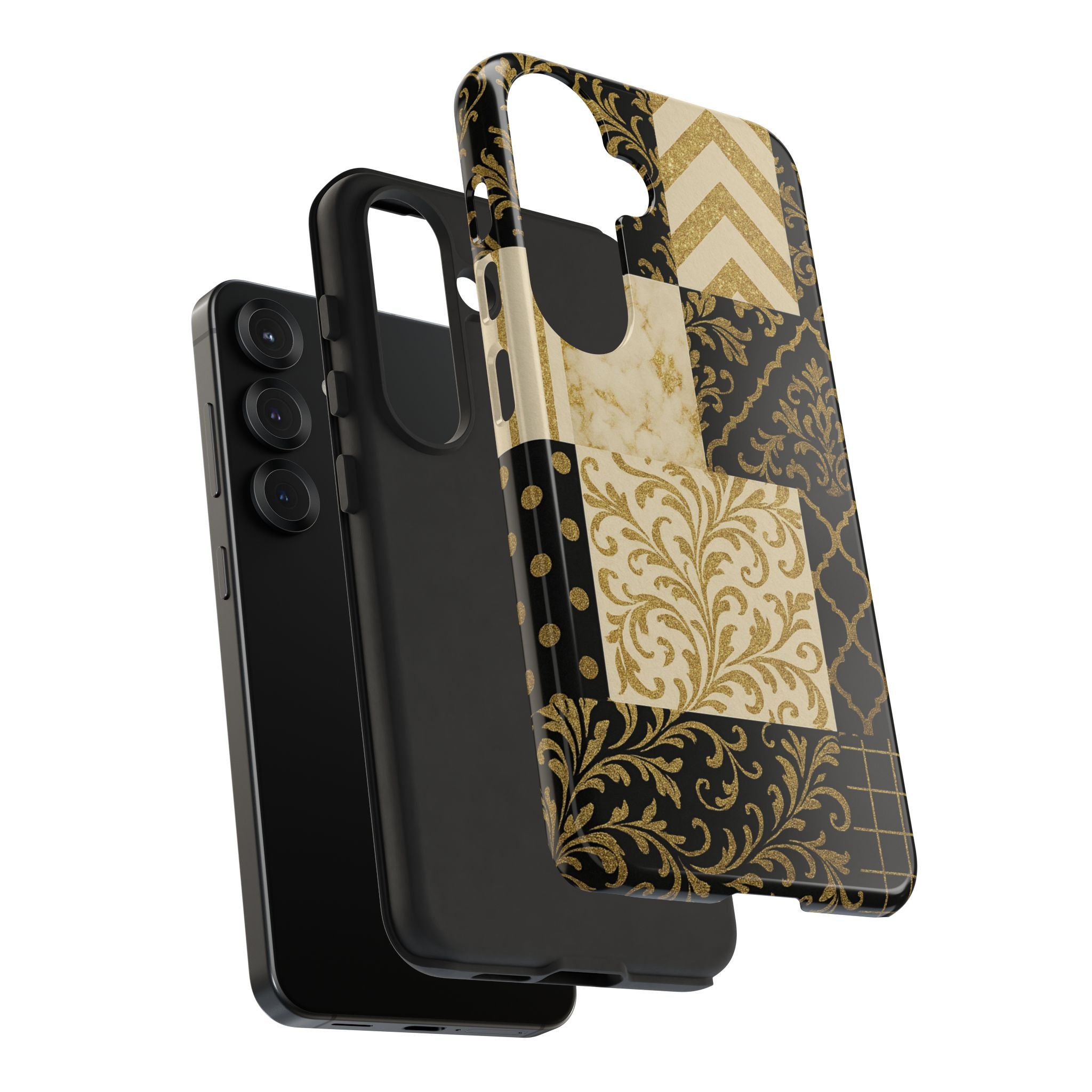 Phone Case, Luxury Black and Gold Festive Design for Christmas Gift, Holiday Decor, Tough Cases, Winter Celebration, Elegant iPhone Cover