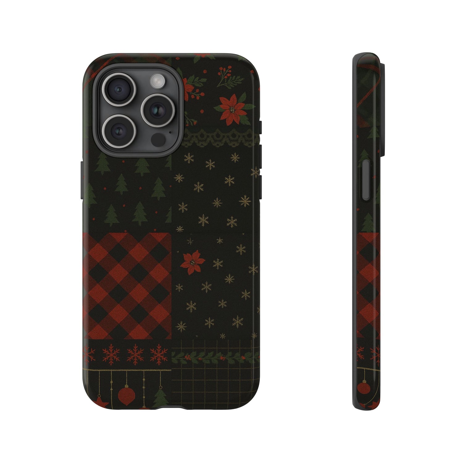 Black Festive Phone Case - Christmas Phone Cover - Tough Design iPhone 15 Pro Max Glossy