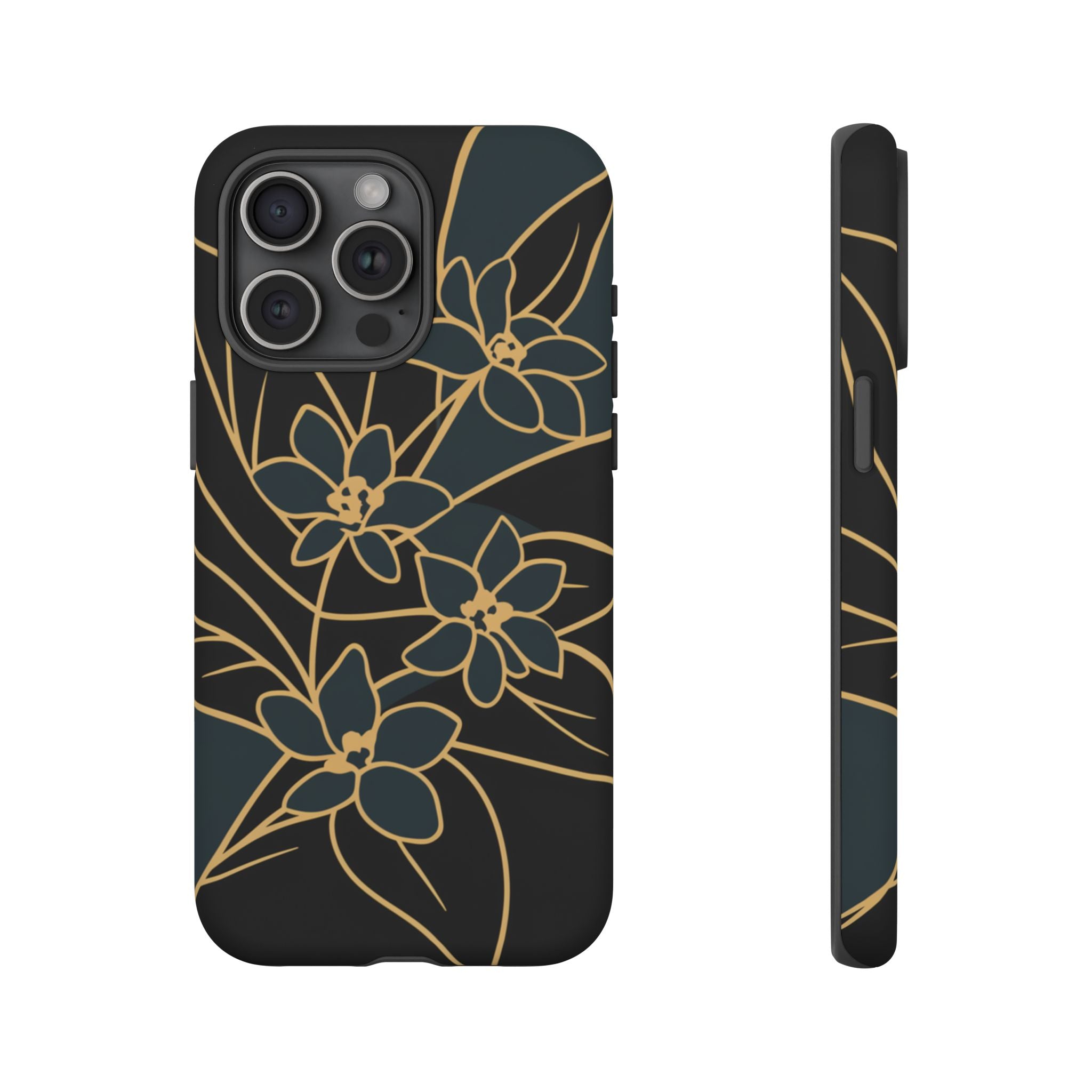 Golden Bloom - Elegant Floral Line Art Phone Case iPhone 15 Pro Max Matte