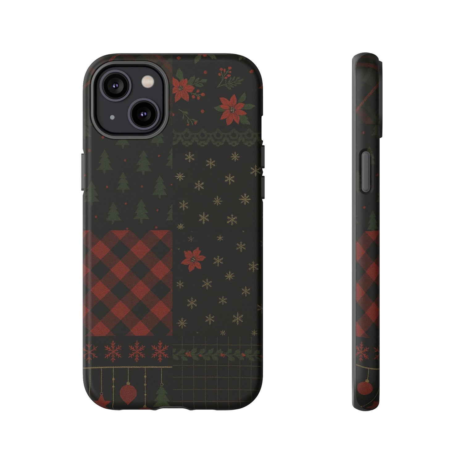 Black Festive Phone Case - Christmas Phone Cover - Tough Design iPhone 14 Plus Matte