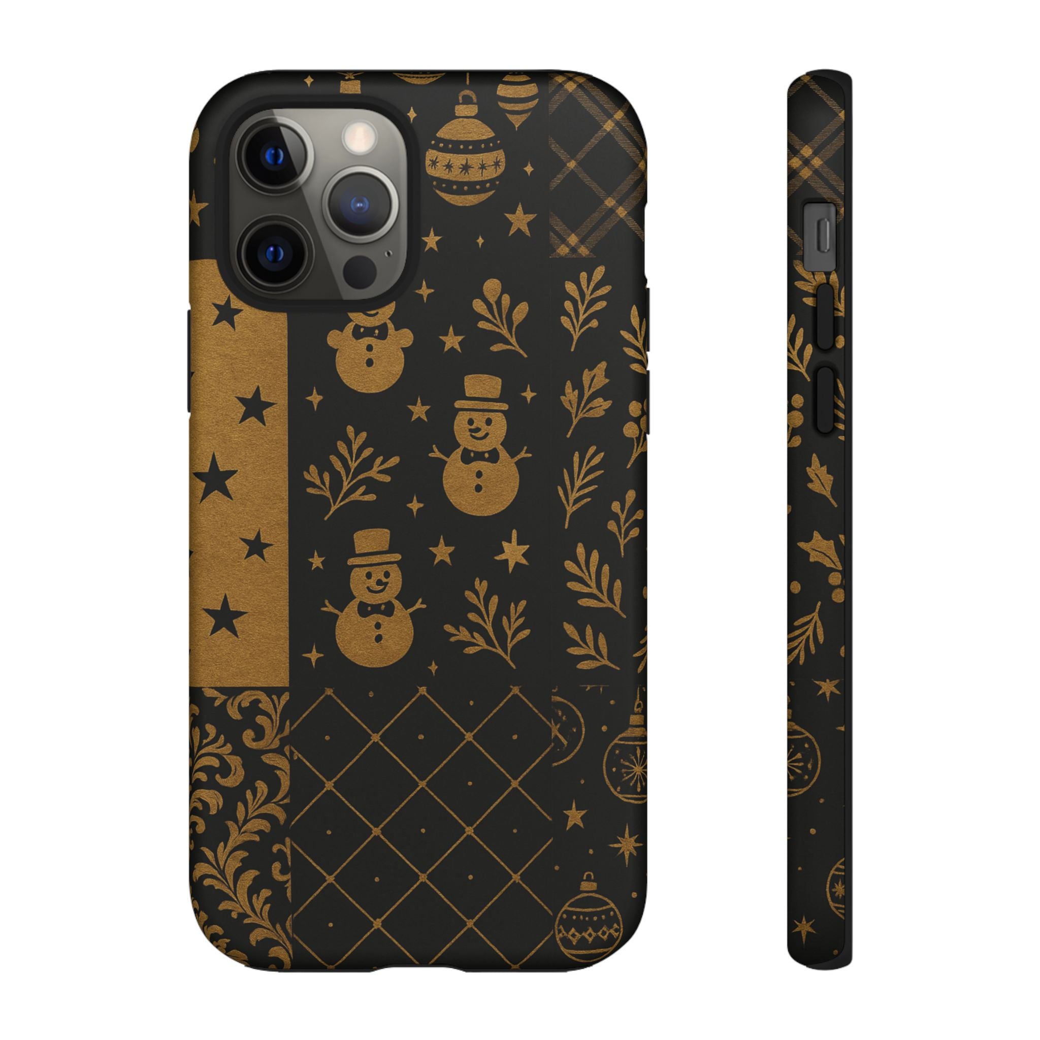 Black Festive Phone Case | Christmas Gift | Holiday Decor | Snowman Design | Tough Cases | Winter Celebration iPhone 12 Pro Matte