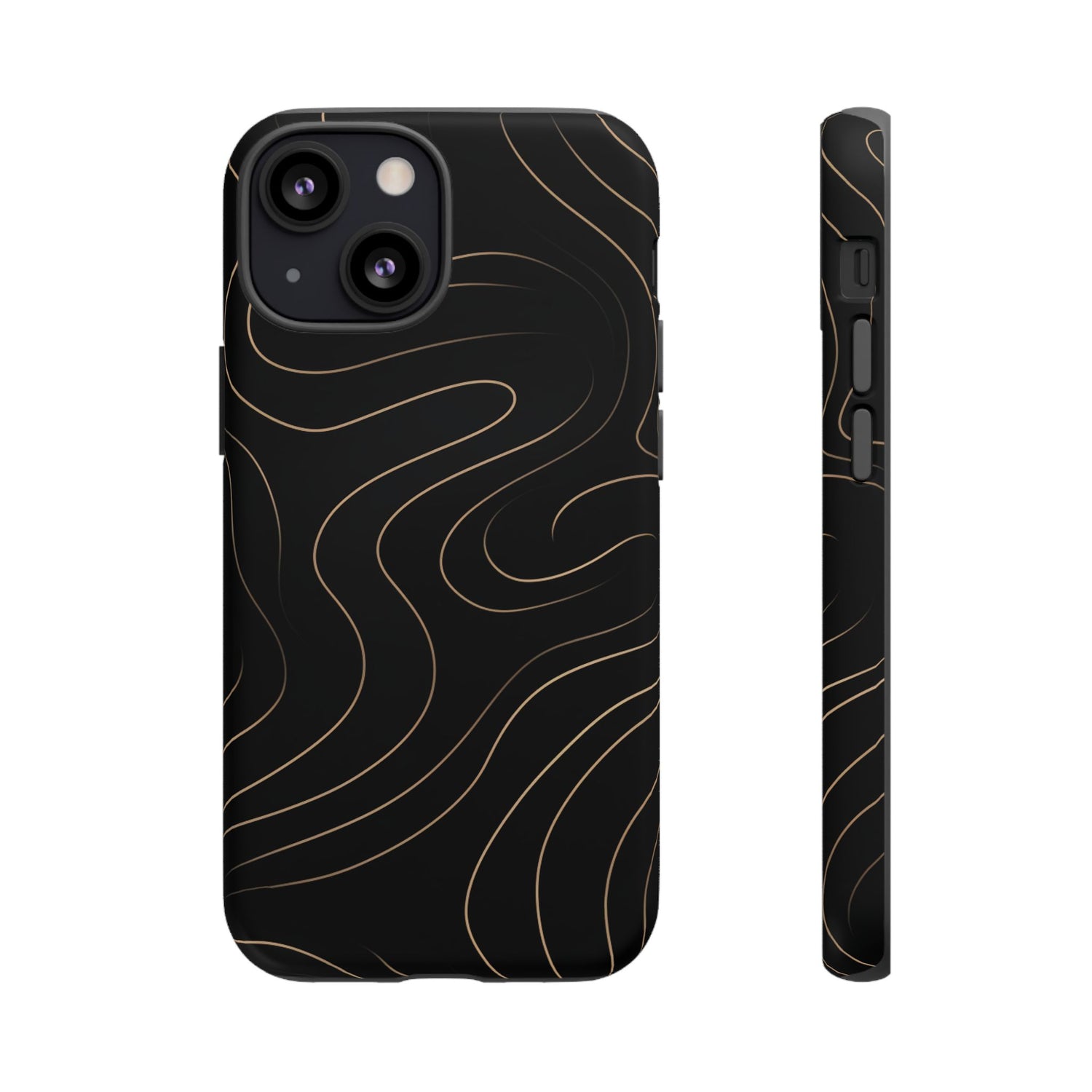 Noir Topograph - Black Minimalist Line Art Phone Case iPhone 13 Mini Matte