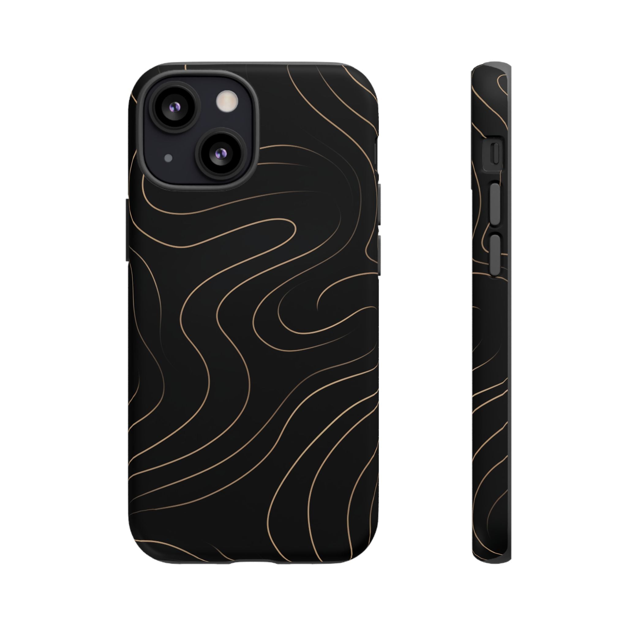 Noir Topograph - Black Minimalist Line Art Phone Case iPhone 13 Mini Matte
