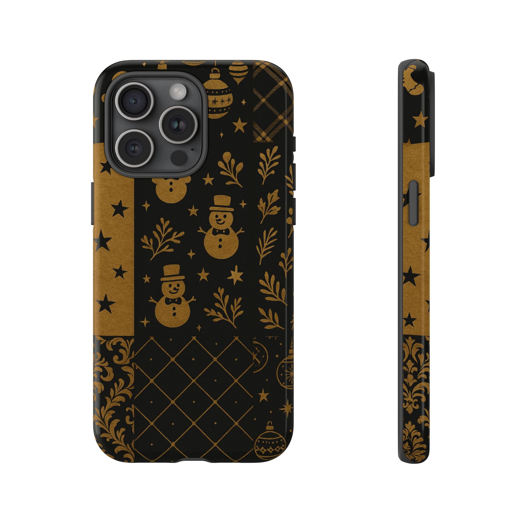 Black Festive Phone Case | Christmas Gift | Holiday Decor | Snowman Design | Tough Cases | Winter Celebration iPhone 15 Pro Max Glossy