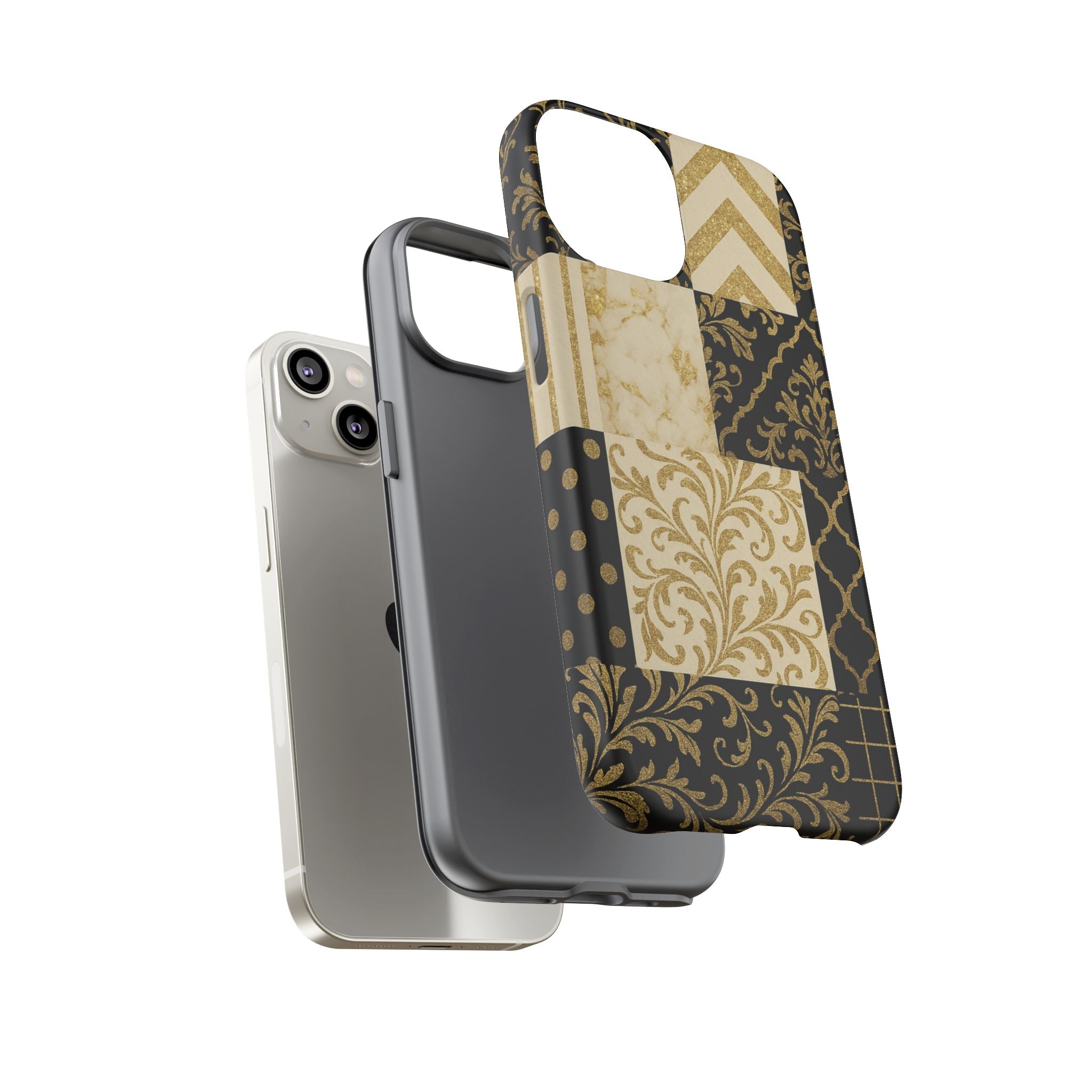 Phone Case, Luxury Black and Gold Festive Design for Christmas Gift, Holiday Decor, Tough Cases, Winter Celebration, Elegant iPhone Cover