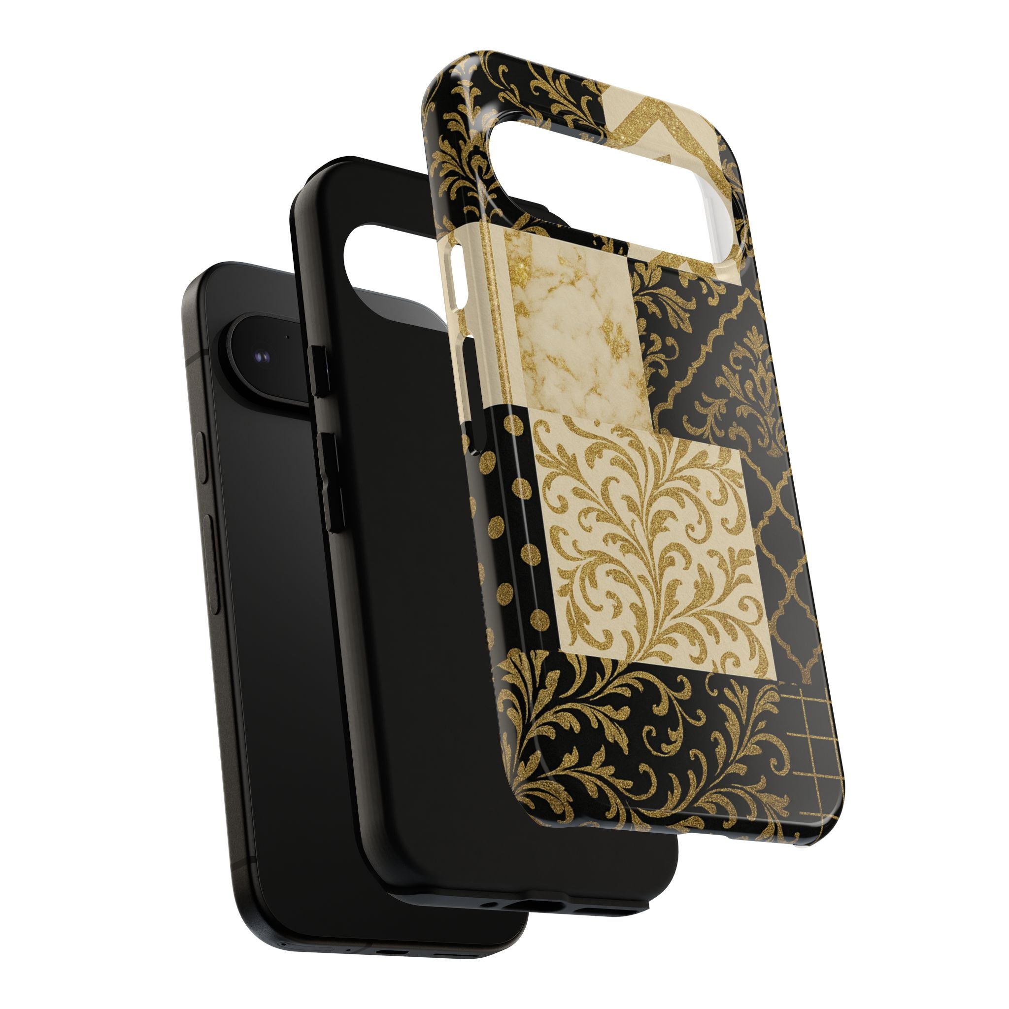 Phone Case, Luxury Black and Gold Festive Design for Christmas Gift, Holiday Decor, Tough Cases, Winter Celebration, Elegant iPhone Cover
