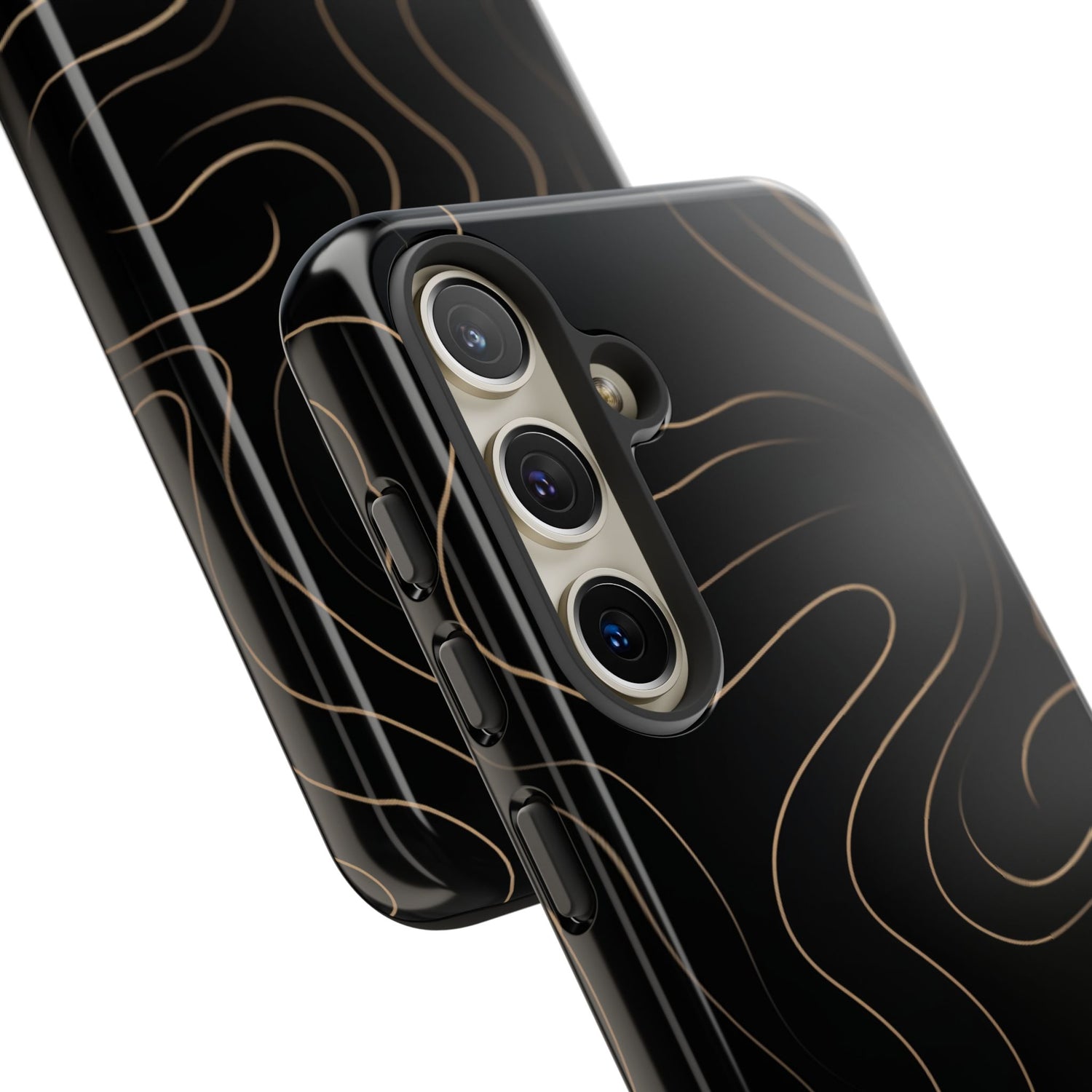 Noir Topograph - Black Minimalist Line Art Phone Case