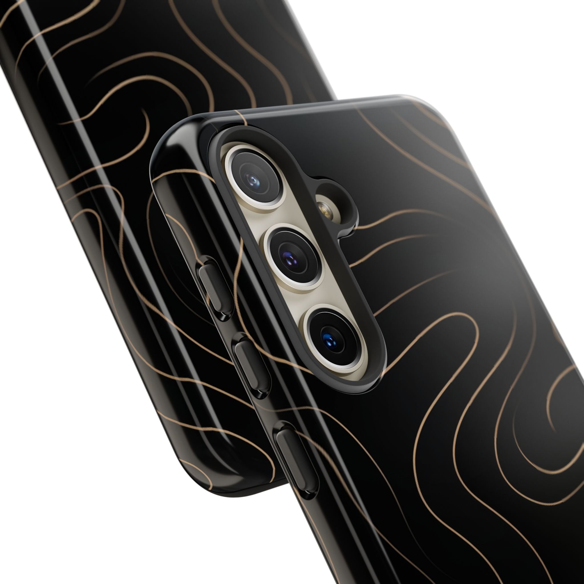 Noir Topograph - Black Minimalist Line Art Phone Case
