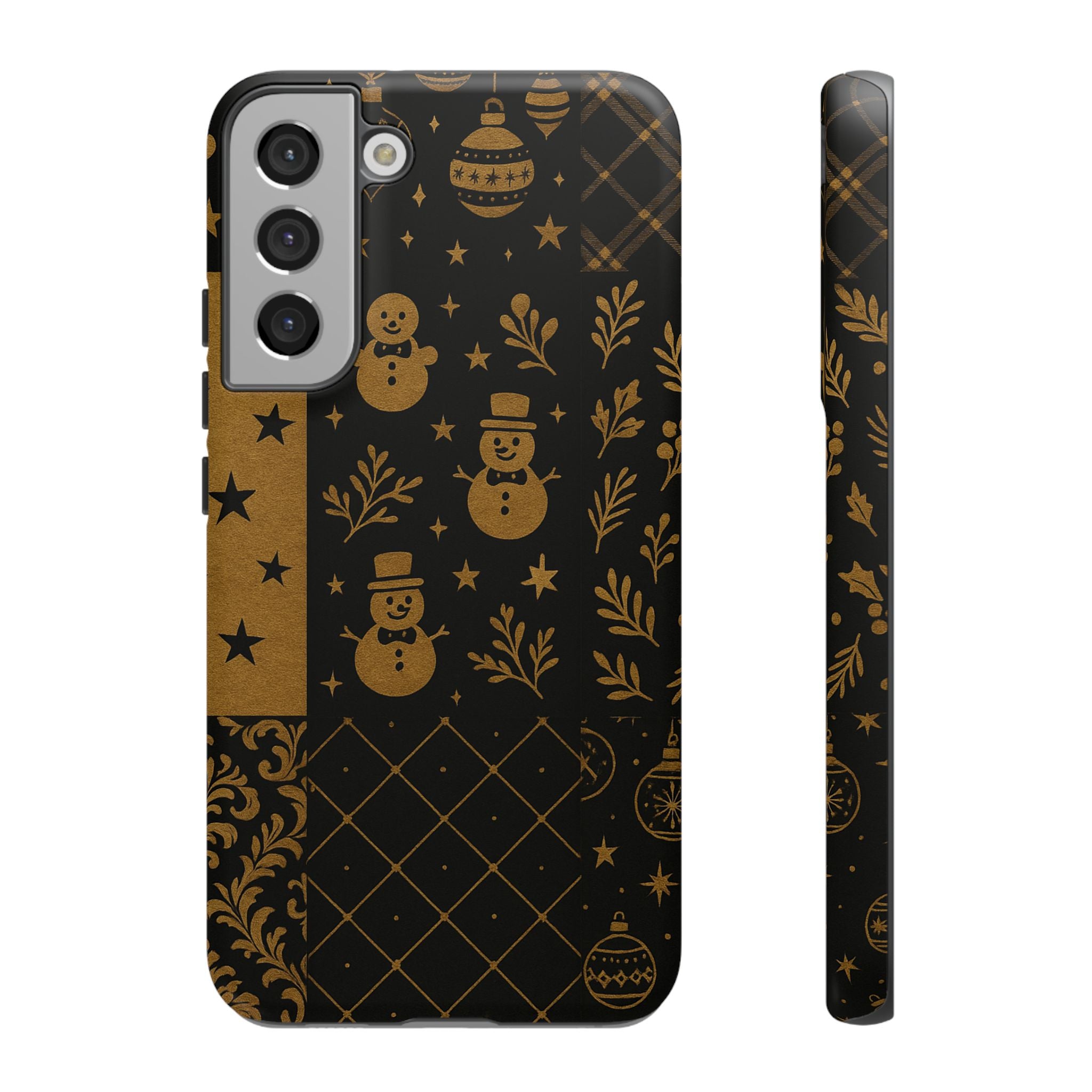 Black Festive Phone Case | Christmas Gift | Holiday Decor | Snowman Design | Tough Cases | Winter Celebration Samsung Galaxy S22 Plus Matte