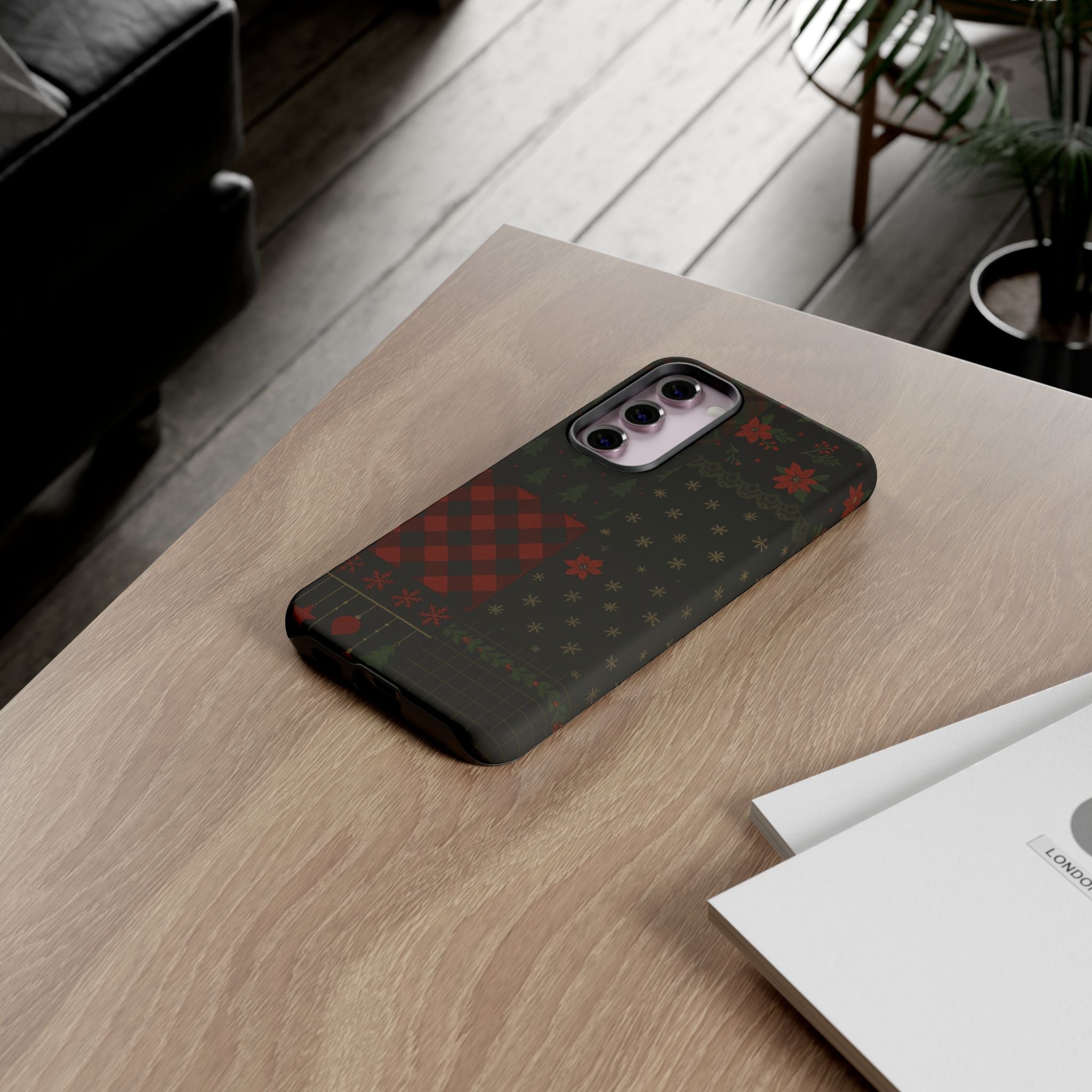 Black Festive Phone Case - Christmas Phone Cover - Tough Design
