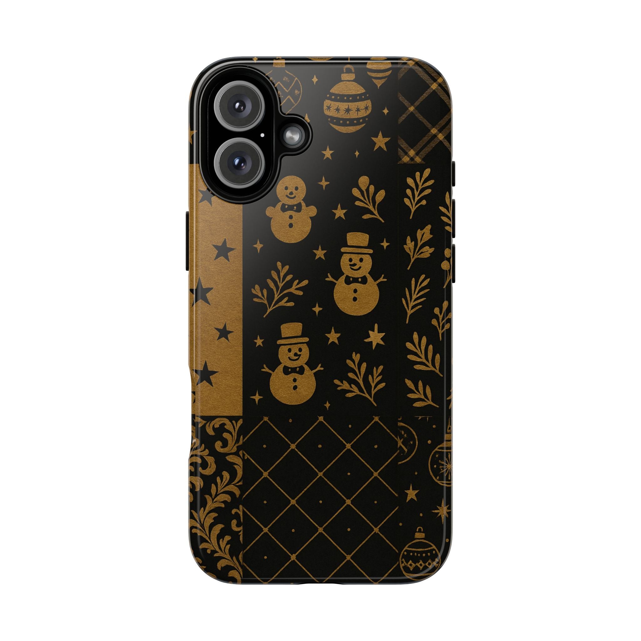 Black Festive Phone Case | Christmas Gift | Holiday Decor | Snowman Design | Tough Cases | Winter Celebration iPhone 16 Plus Glossy