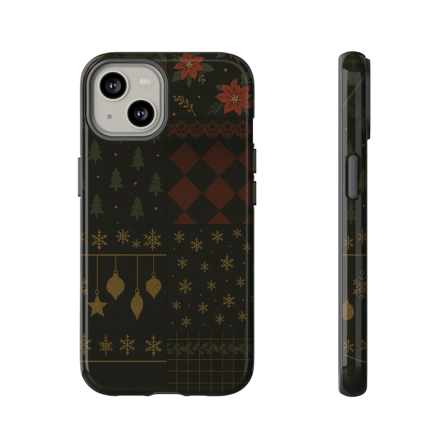 Black Luxury Phone Case for Christmas Festive Season - Tough design iPhone 14 Glossy