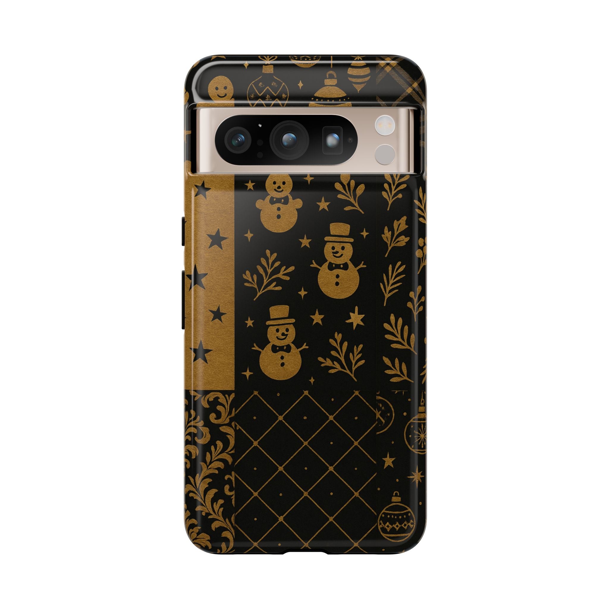 Black Festive Phone Case | Christmas Gift | Holiday Decor | Snowman Design | Tough Cases | Winter Celebration Google Pixel 8 Pro Glossy
