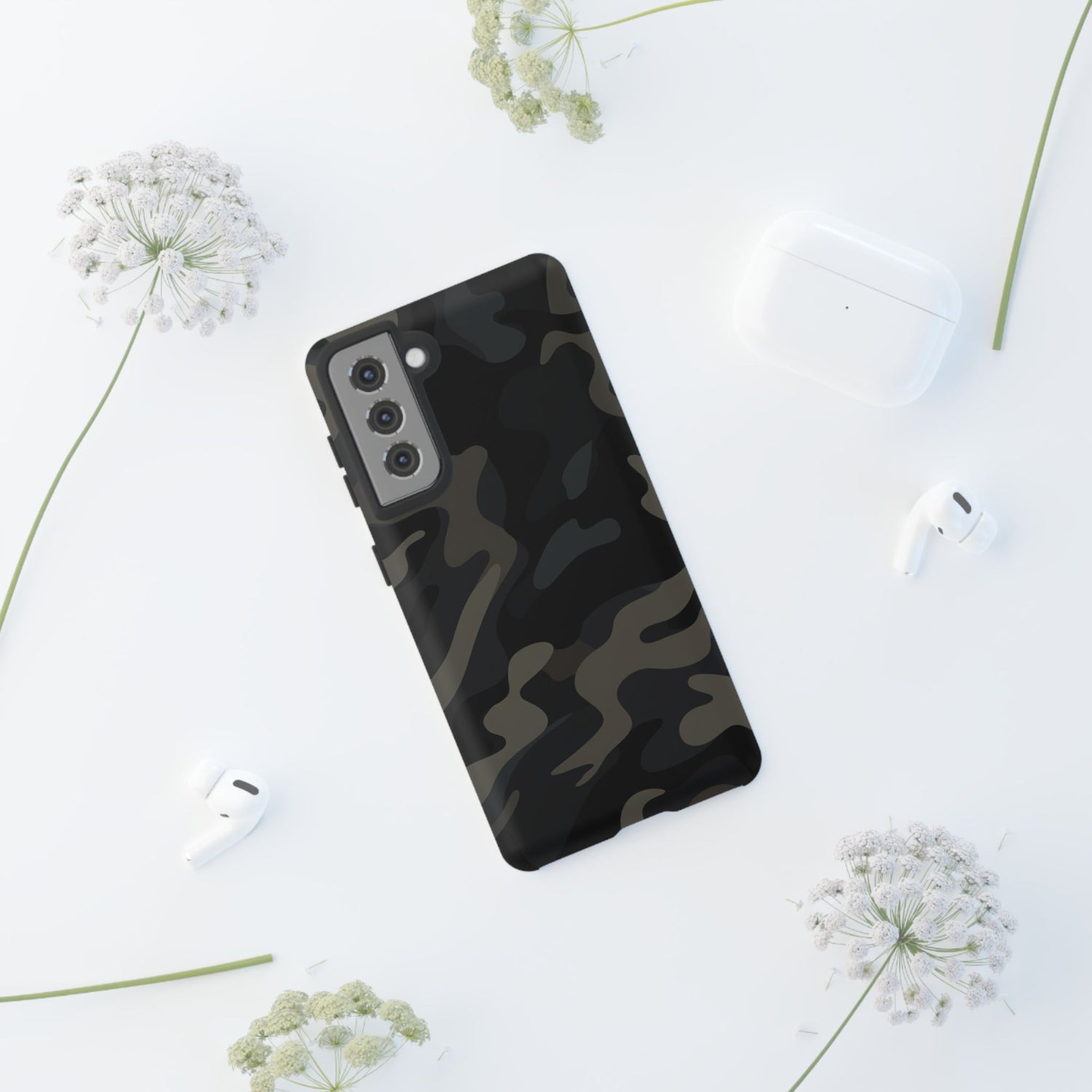 Black Camouflage Phone Case for iPhone, Samsung and Google Pixel