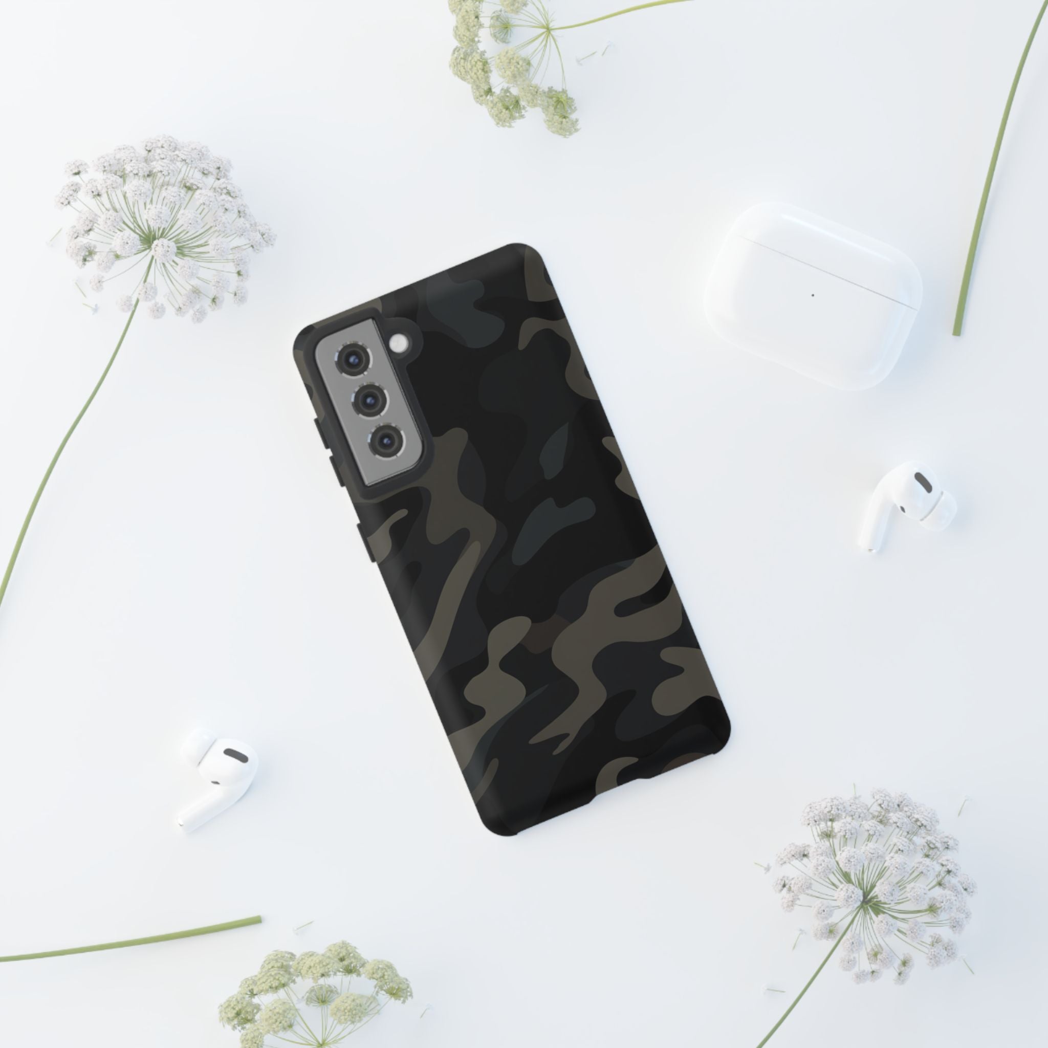 Black Camouflage Phone Case for iPhone, Samsung and Google Pixel