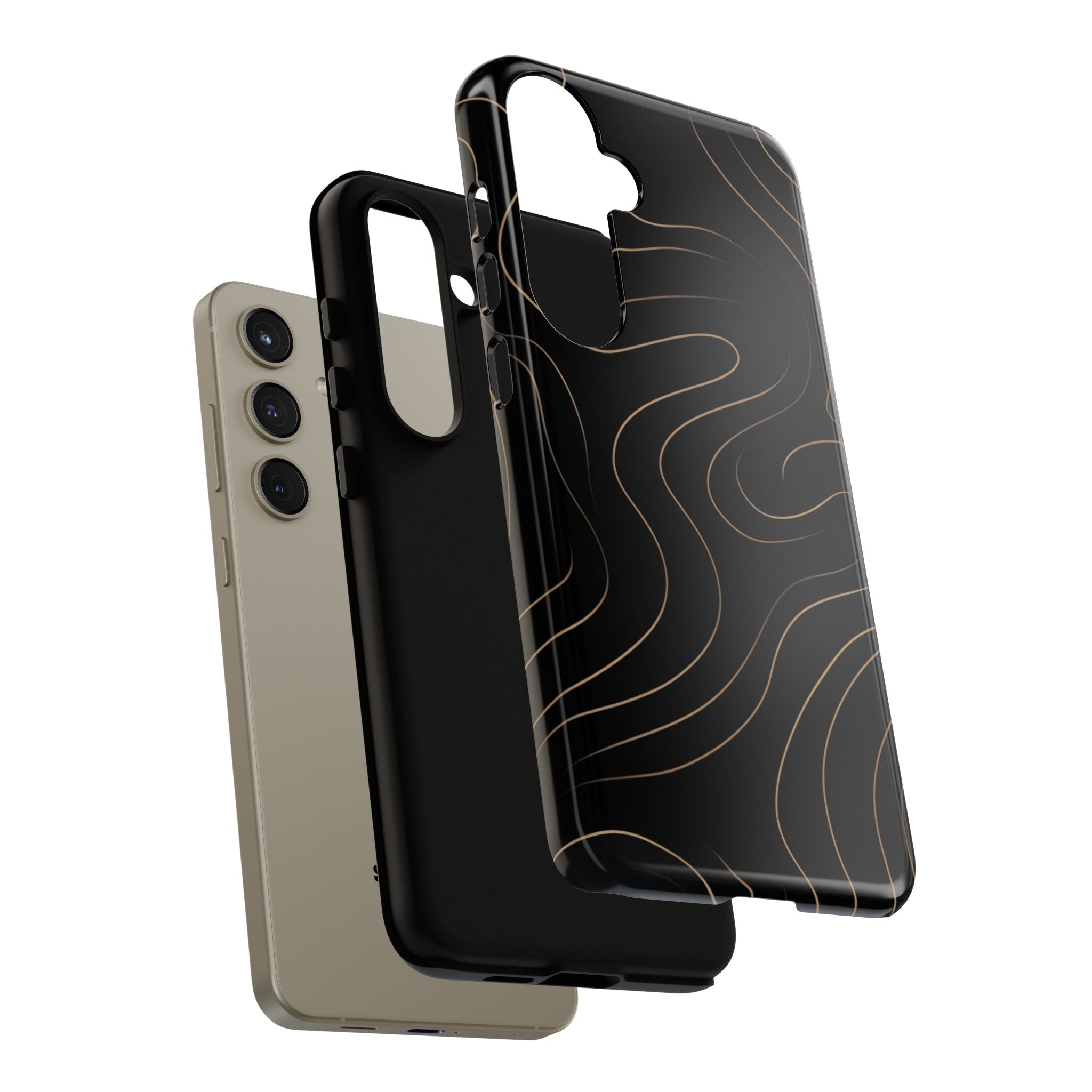 Noir Topograph - Black Minimalist Line Art Phone Case