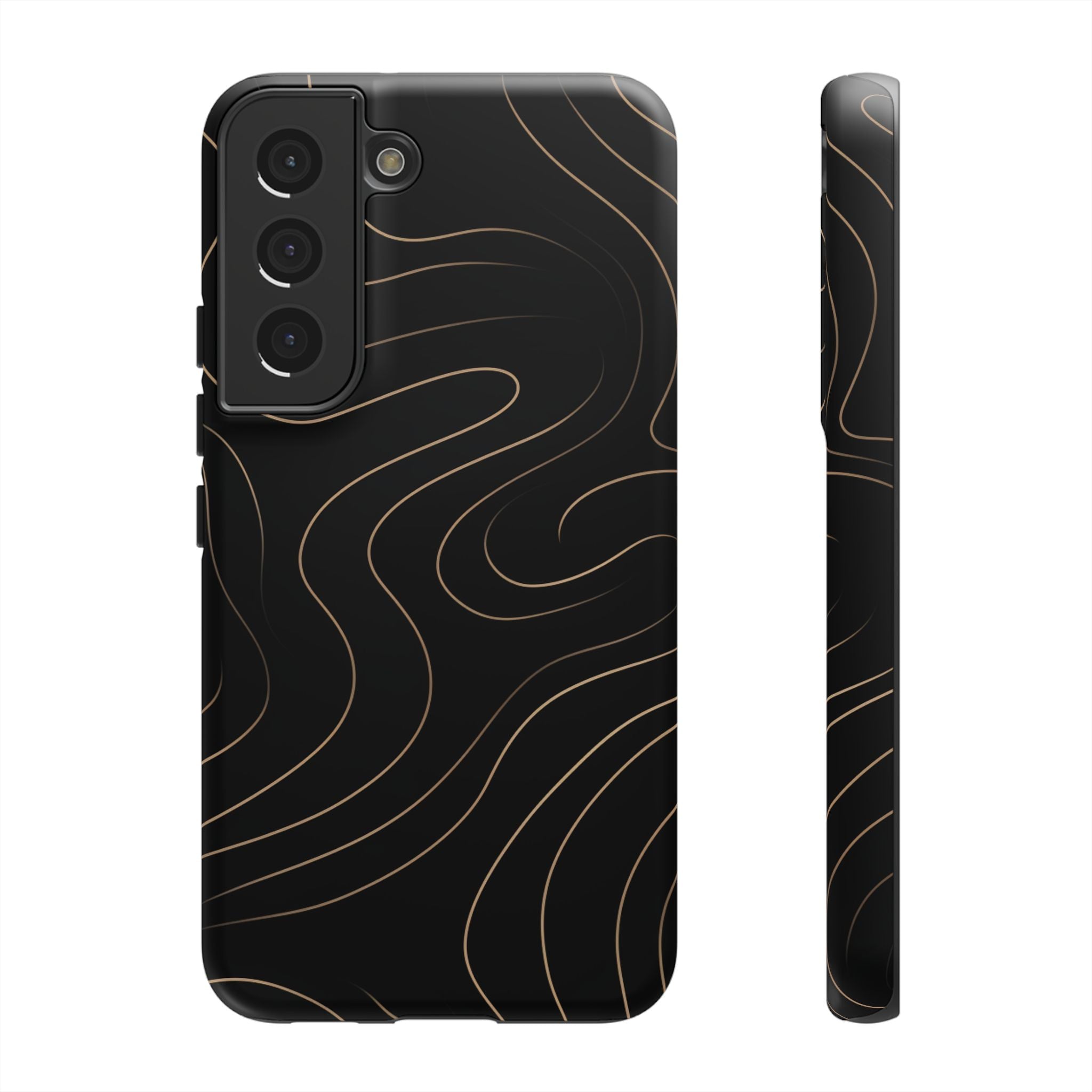 Noir Topograph - Black Minimalist Line Art Phone Case Samsung Galaxy S22 Matte