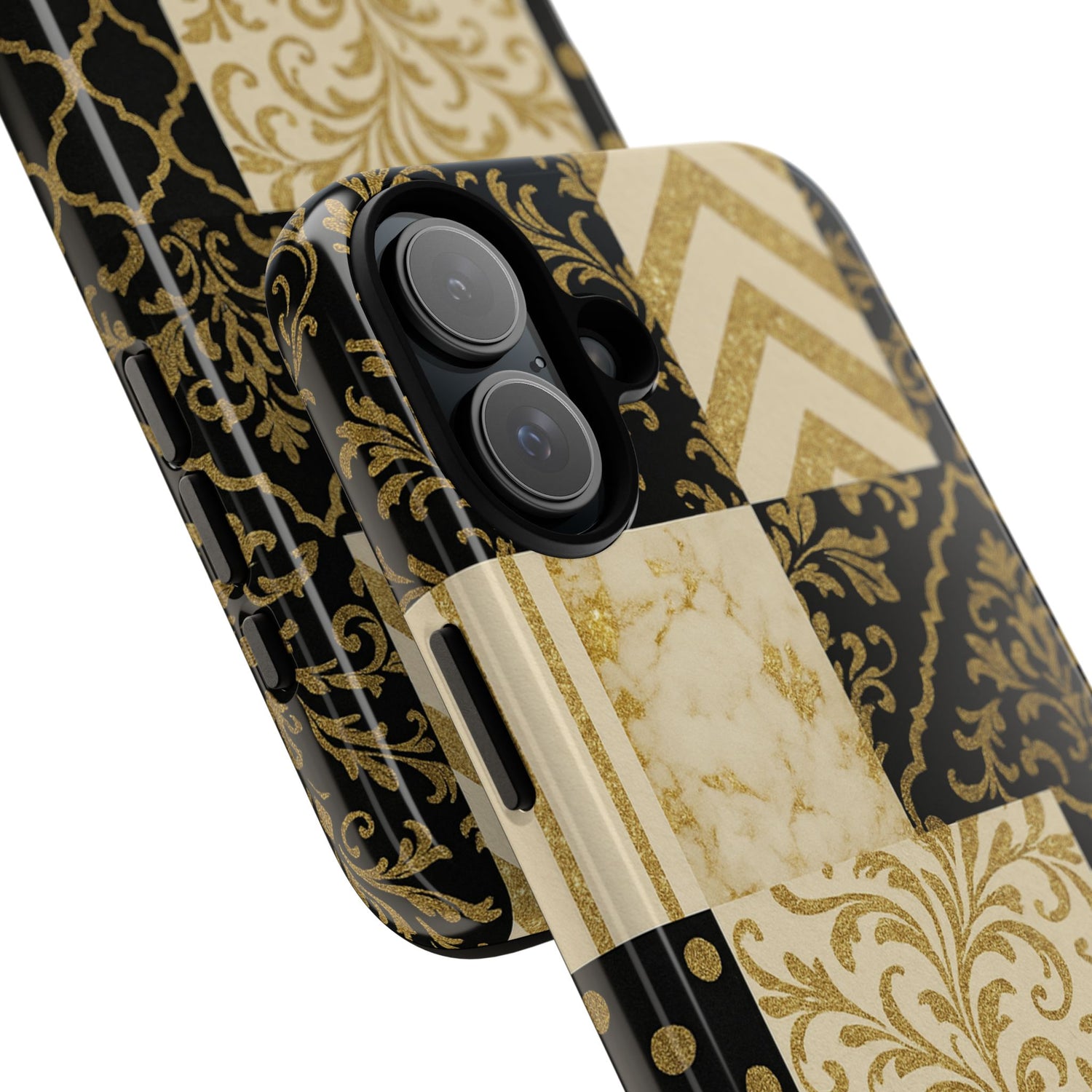 Phone Case, Luxury Black and Gold Festive Design for Christmas Gift, Holiday Decor, Tough Cases, Winter Celebration, Elegant iPhone Cover