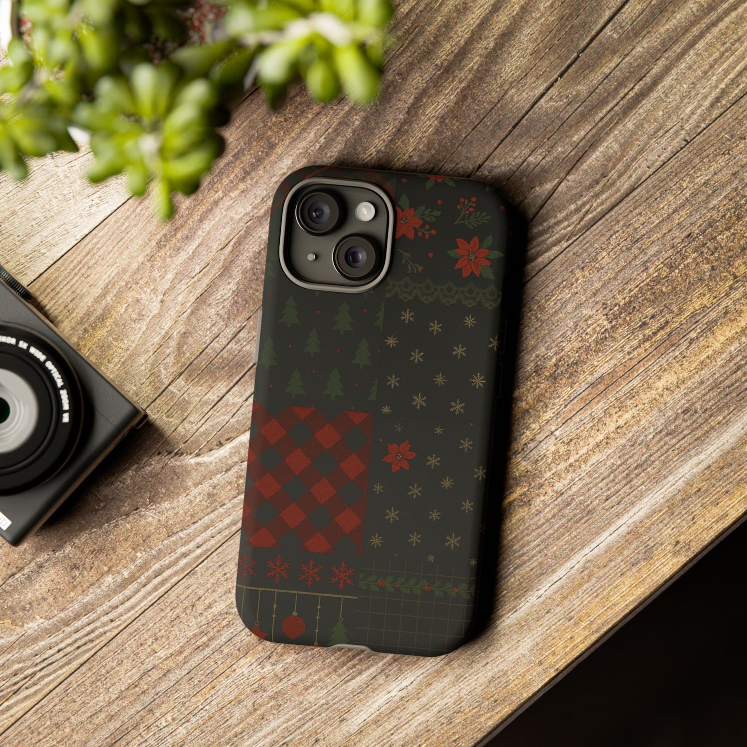 Black Festive Phone Case - Christmas Phone Cover - Tough Design