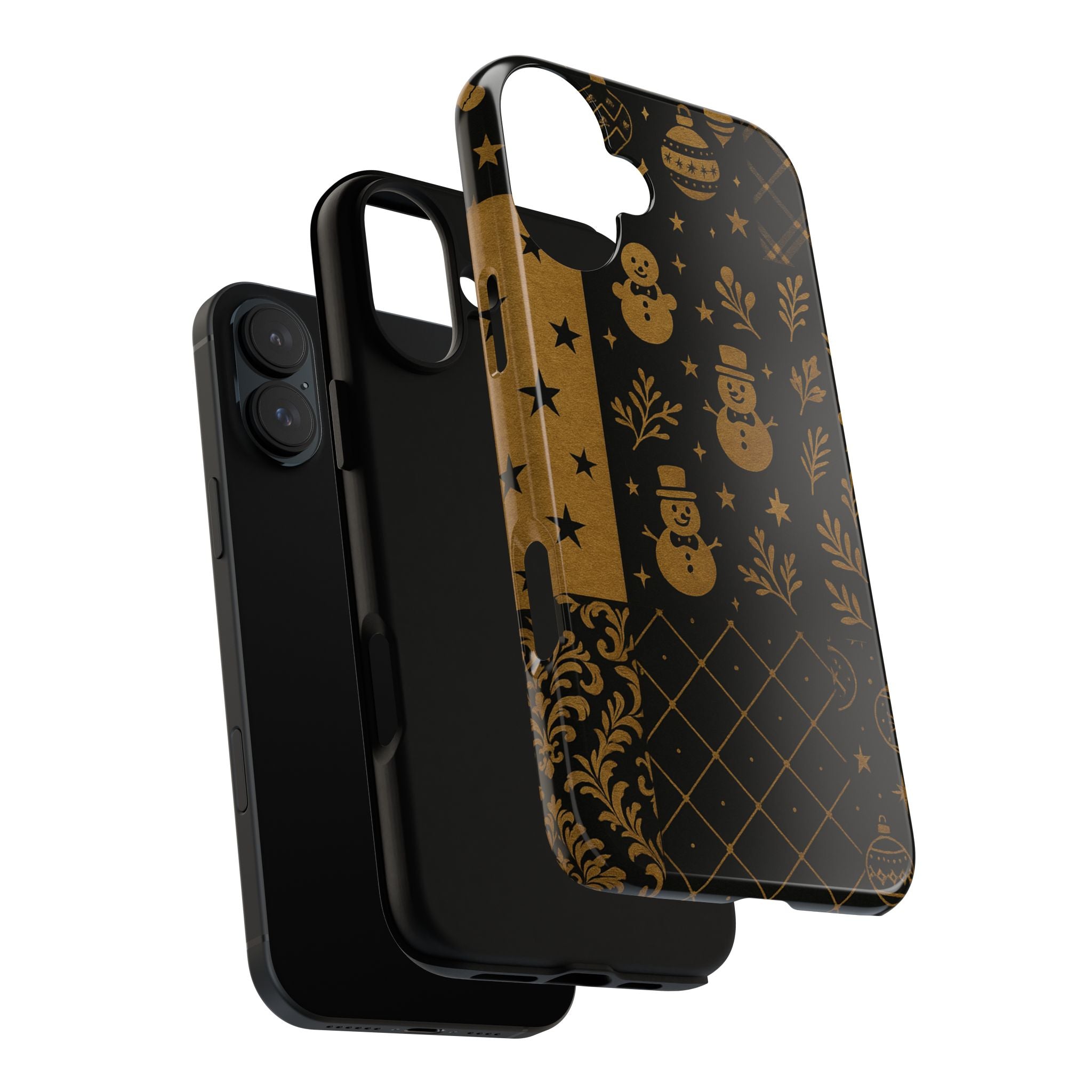 Black Festive Phone Case | Christmas Gift | Holiday Decor | Snowman Design | Tough Cases | Winter Celebration