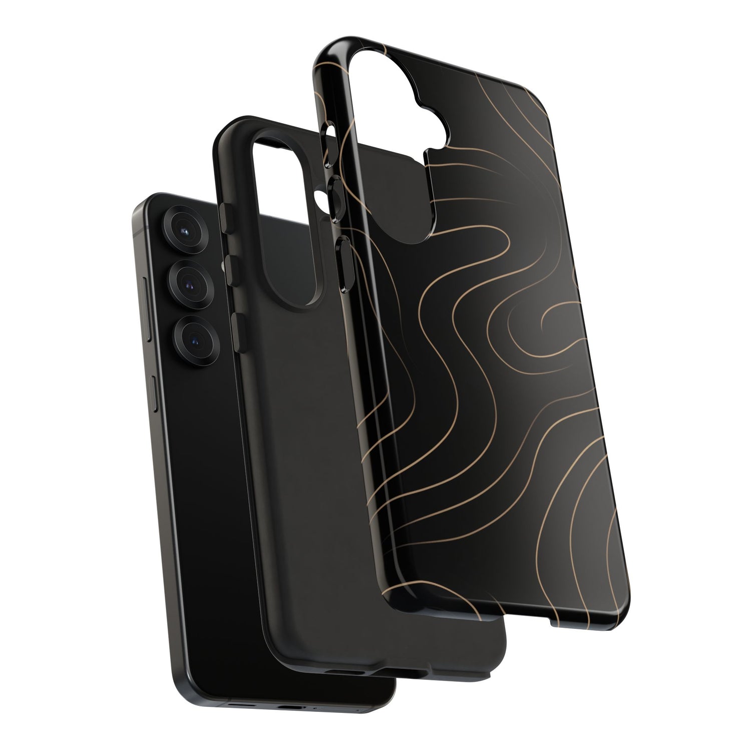 Noir Topograph - Black Minimalist Line Art Phone Case