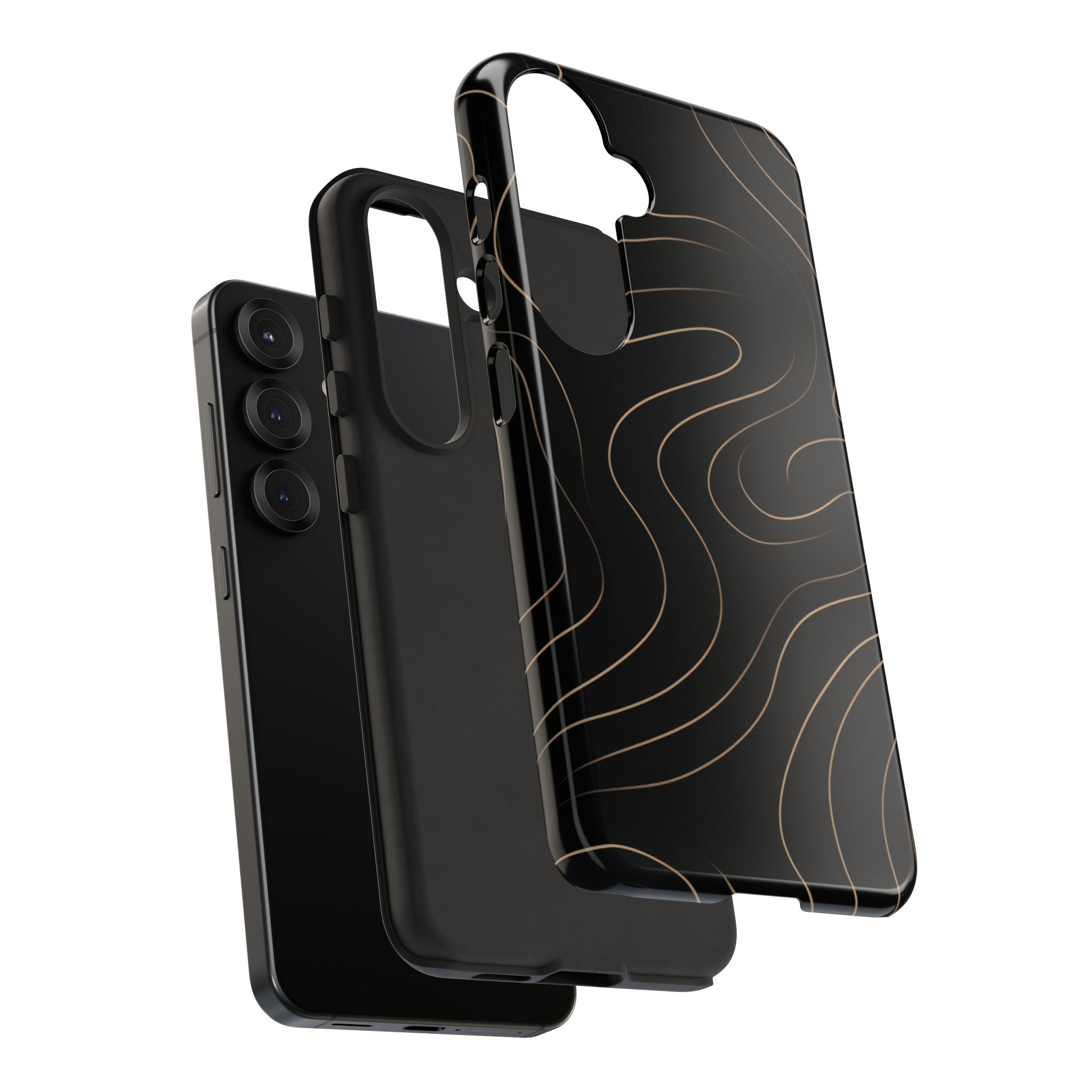 Noir Topograph - Black Minimalist Line Art Phone Case