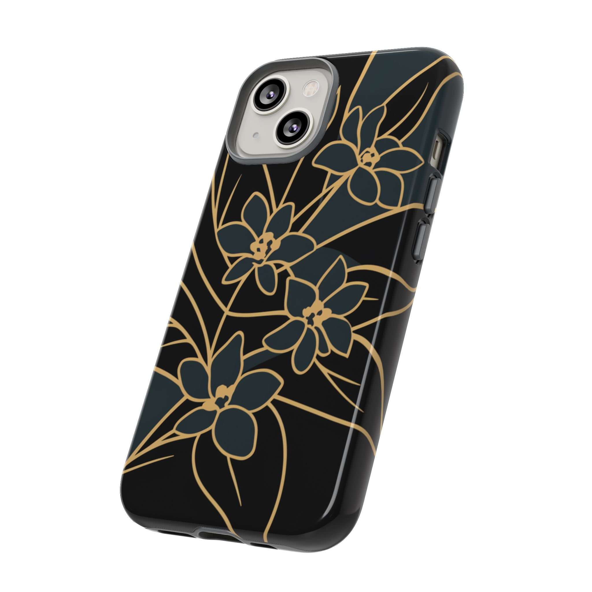 Golden Bloom - Elegant Floral Line Art Phone Case