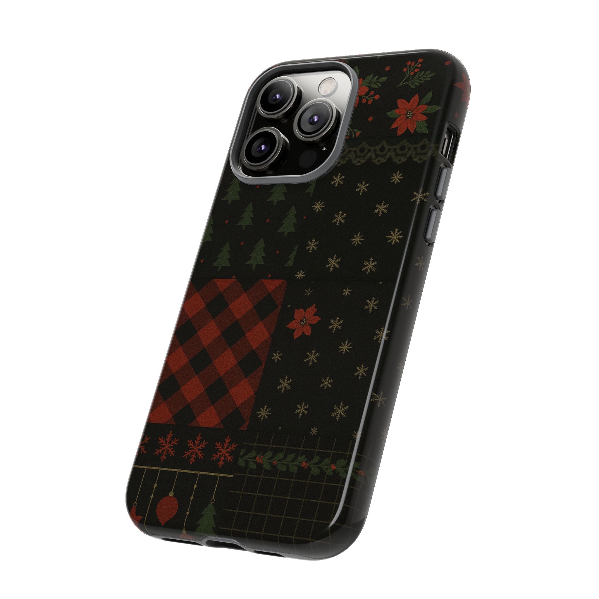 Black Festive Phone Case - Christmas Phone Cover - Tough Design