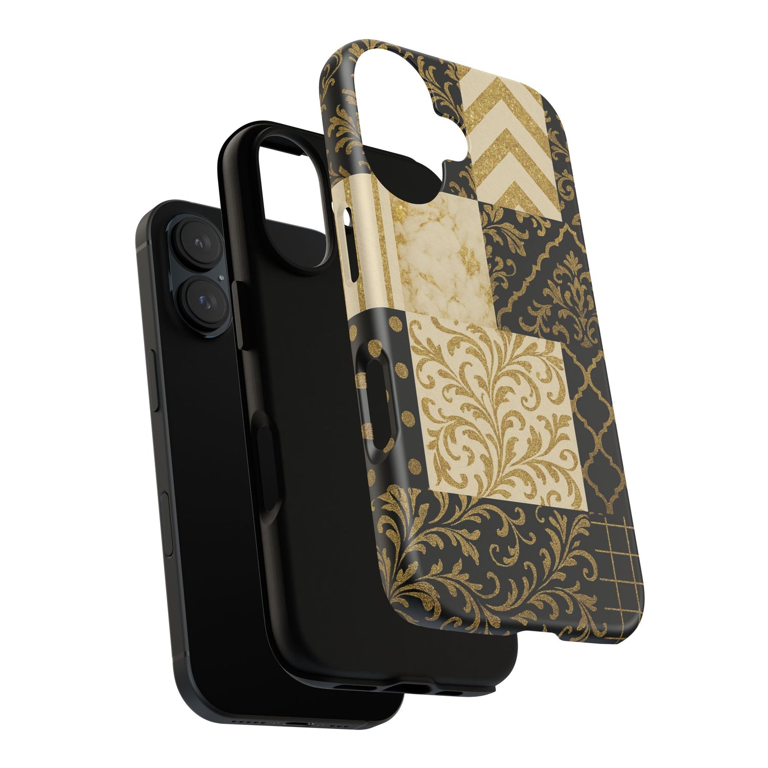 Phone Case, Luxury Black and Gold Festive Design for Christmas Gift, Holiday Decor, Tough Cases, Winter Celebration, Elegant iPhone Cover