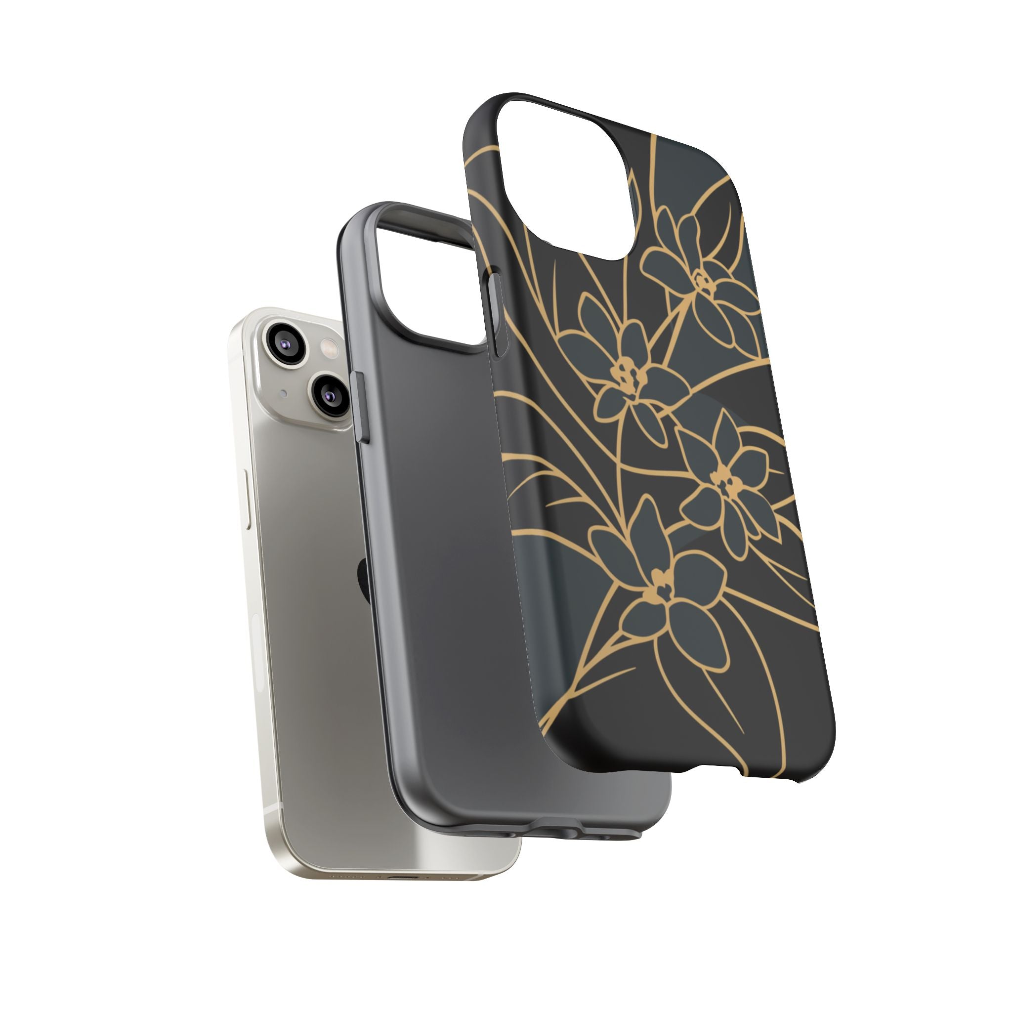 Golden Bloom - Elegant Floral Line Art Phone Case