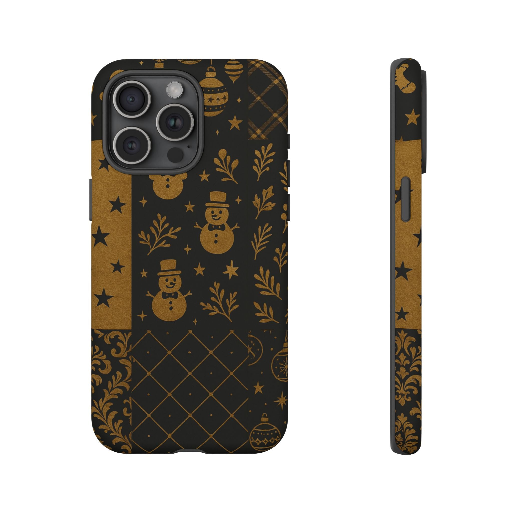 Black Festive Phone Case | Christmas Gift | Holiday Decor | Snowman Design | Tough Cases | Winter Celebration iPhone 15 Pro Max Matte