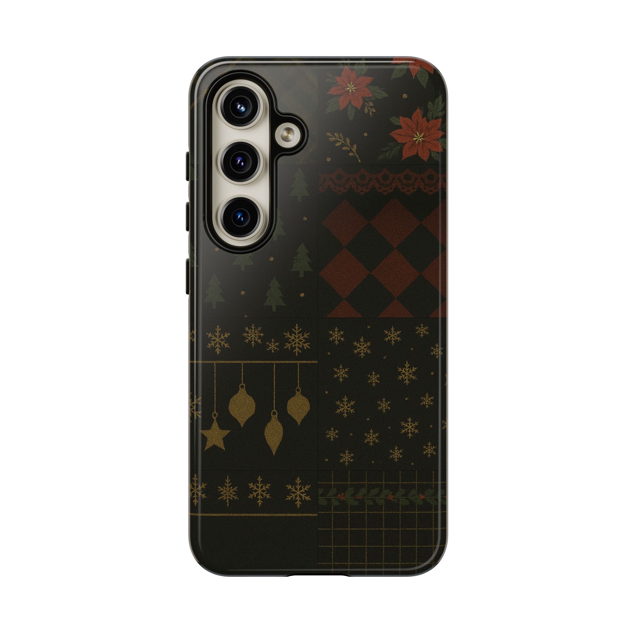 Black Luxury Phone Case for Christmas Festive Season - Tough design Samsung Galaxy S24 Glossy