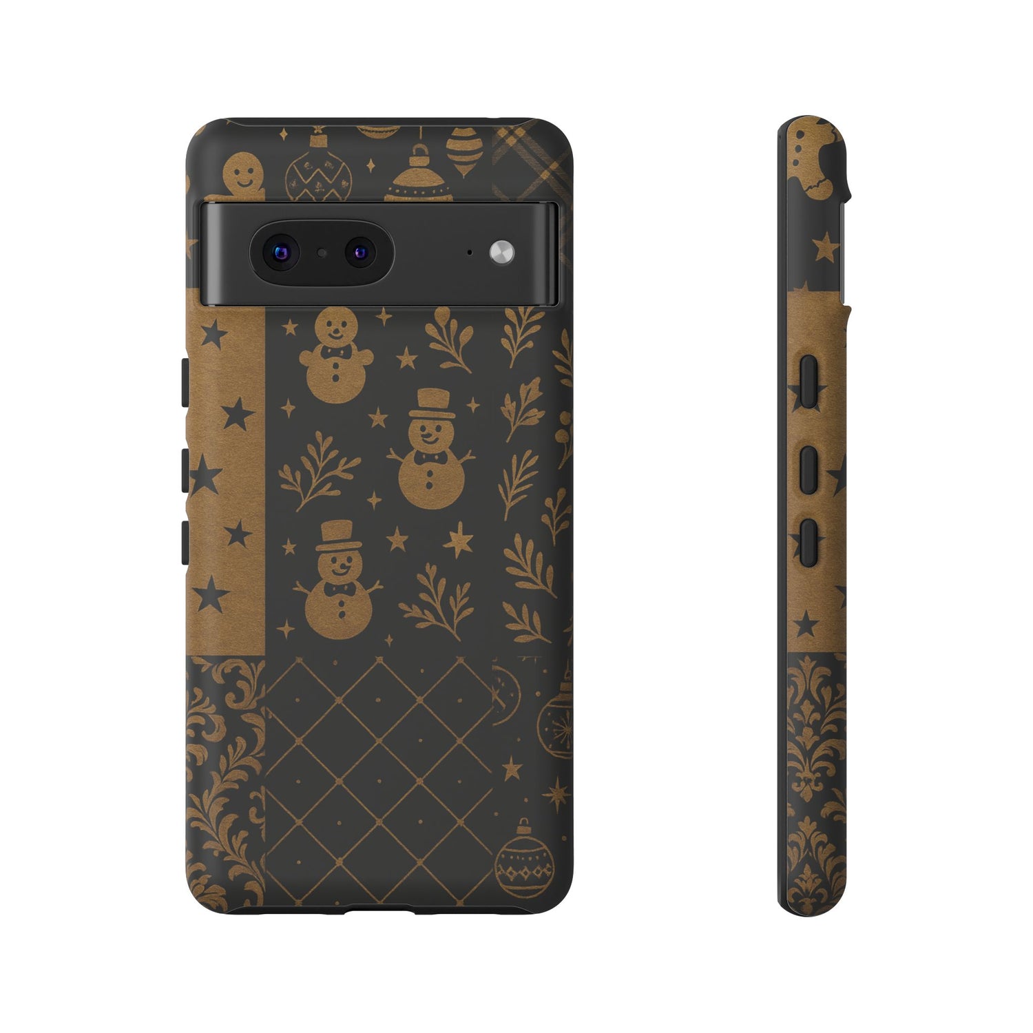 Black Festive Phone Case | Christmas Gift | Holiday Decor | Snowman Design | Tough Cases | Winter Celebration Google Pixel 7 Matte